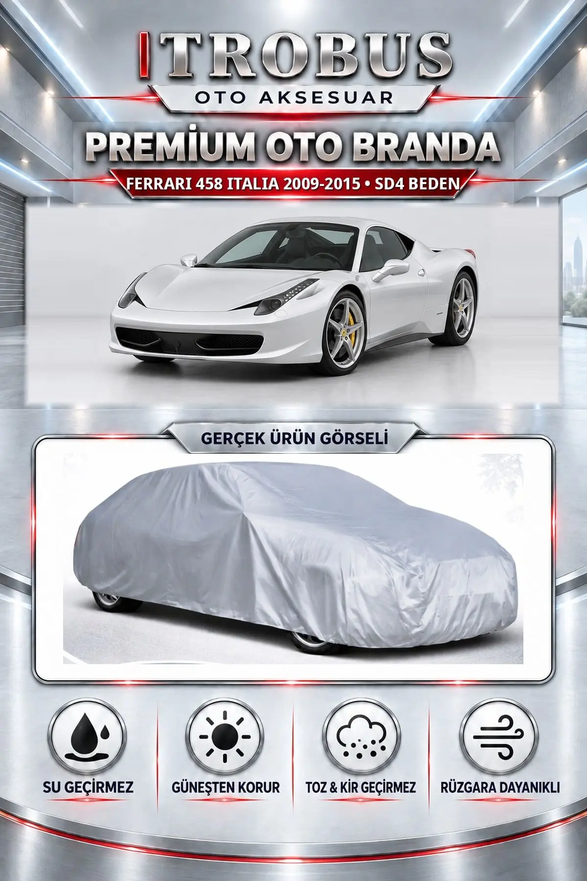Ferrari 458 Italia 2009-2015 Uyumlu Premium Oto Branda – SD4 Beden