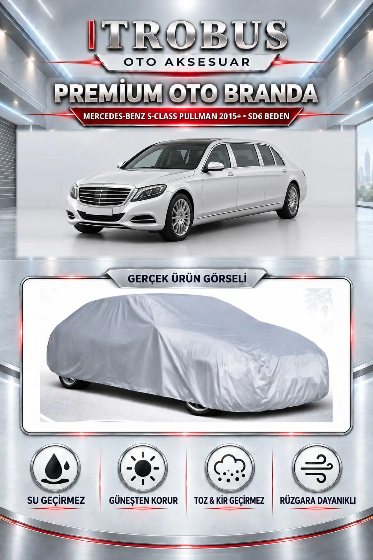 Mercedes-Benz S-class Pullman 2015 ve Sonrası Uyumlu Premium Oto Branda – SD6 Beden