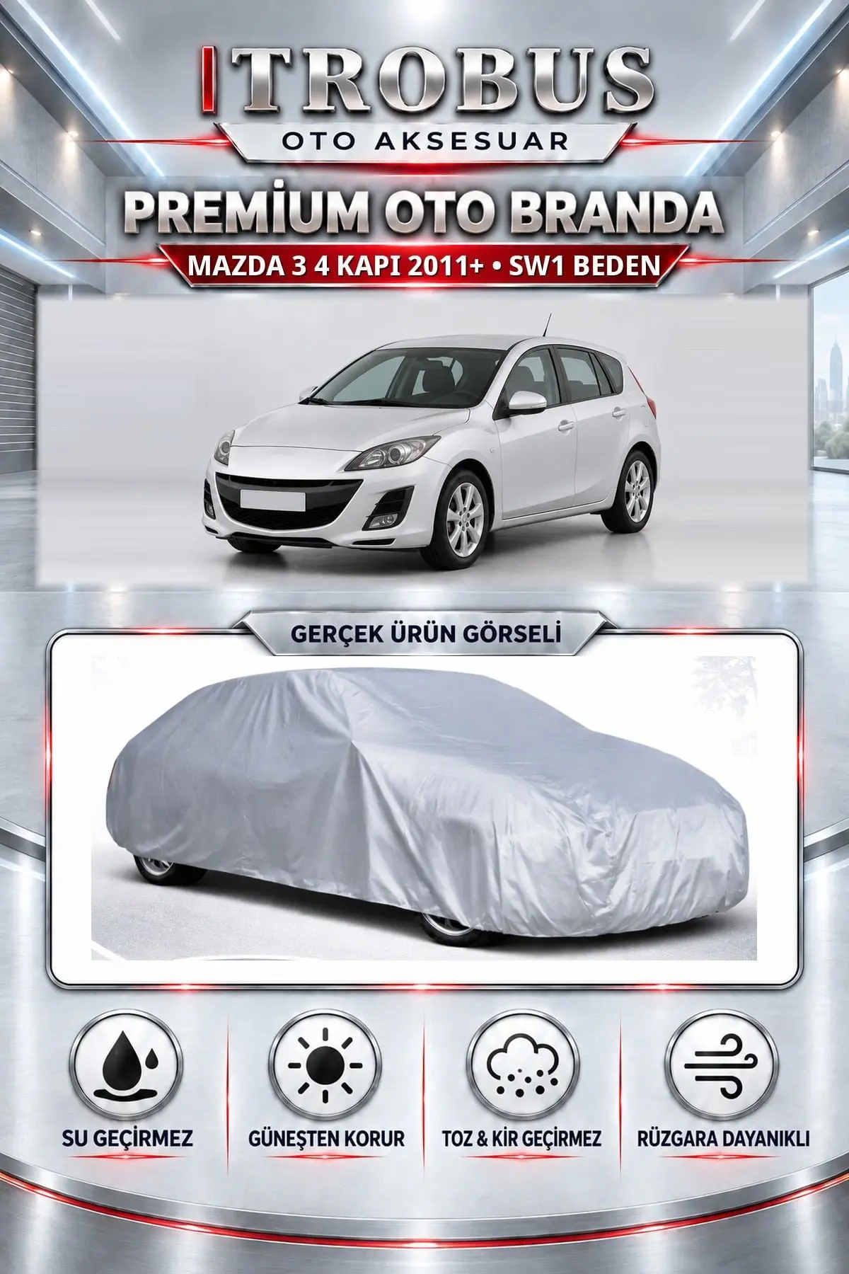 Mazda 3 4 kapı 2011 ve Sonrası Uyumlu Premium Oto Branda – SW1 Beden
