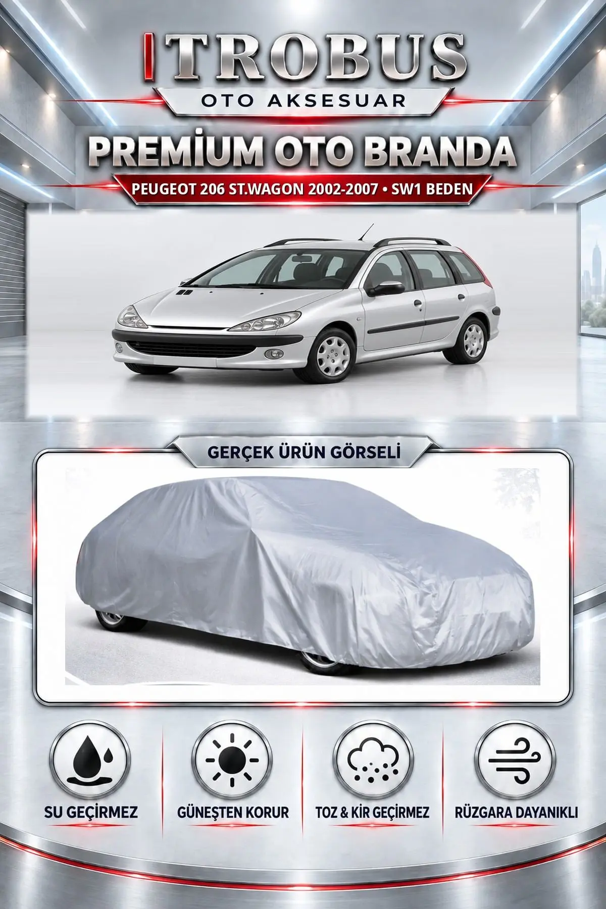Peugeot 206 St.wagon 2002-2007 Uyumlu Premium Oto Branda – SW1 Beden