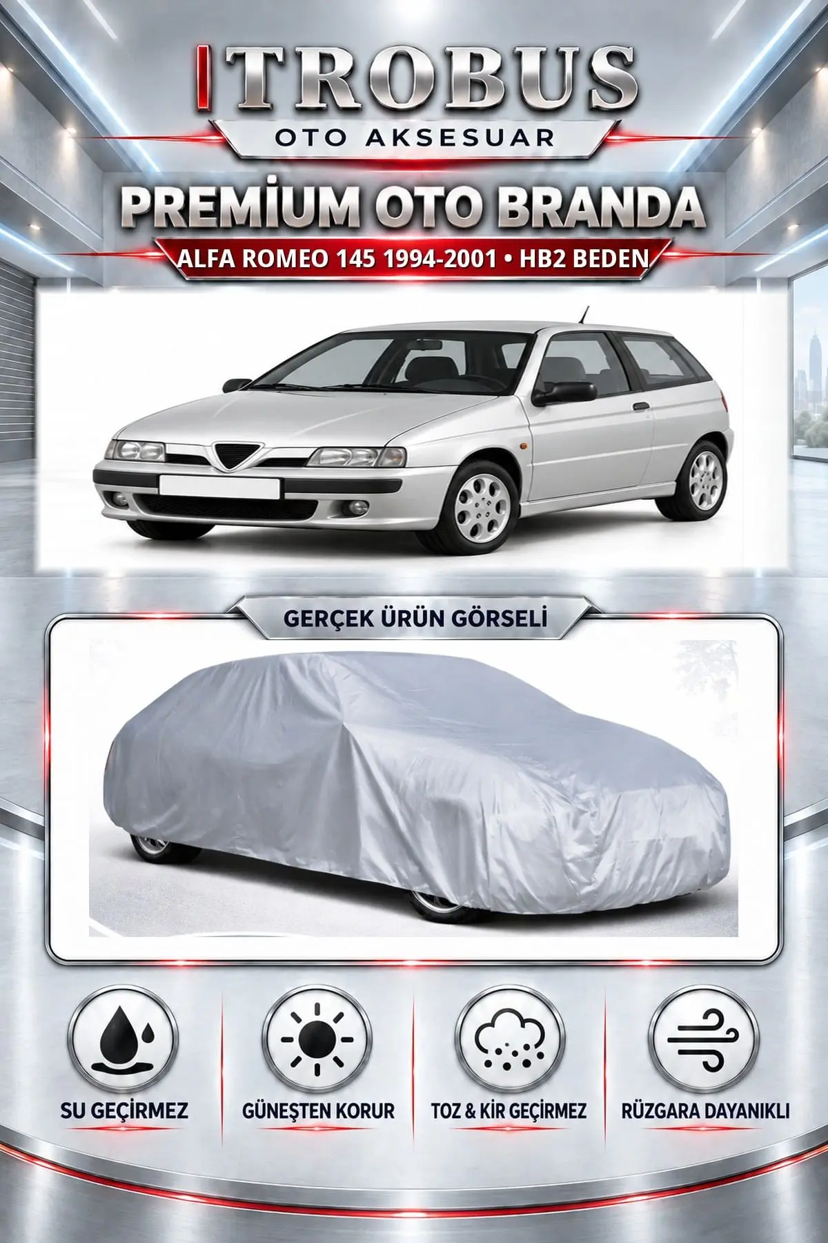 Alfa Romeo 145 1994-2001 Uyumlu Premium Oto Branda – HB2 Beden