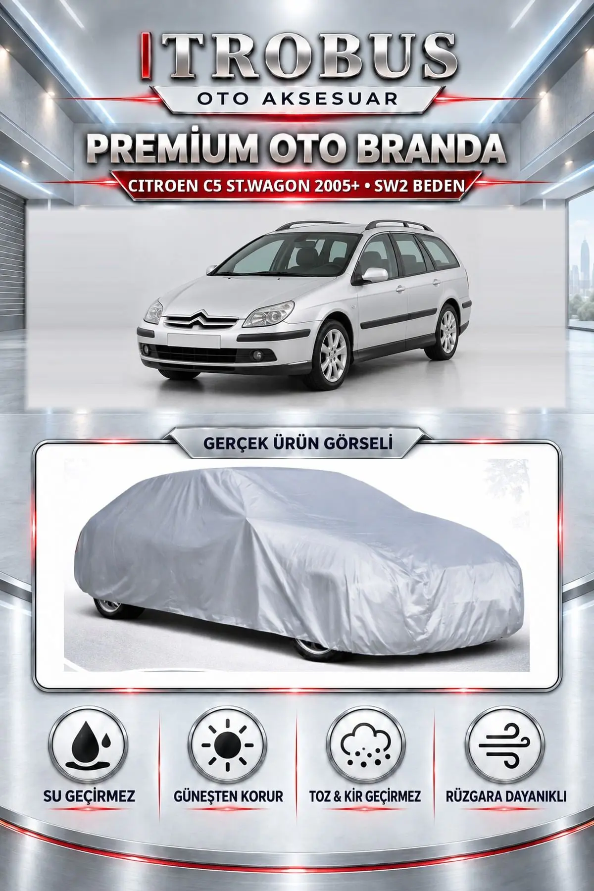 Citroen C5 St.wagon 2005 ve Sonrası Uyumlu Premium Oto Branda – SW2 Beden