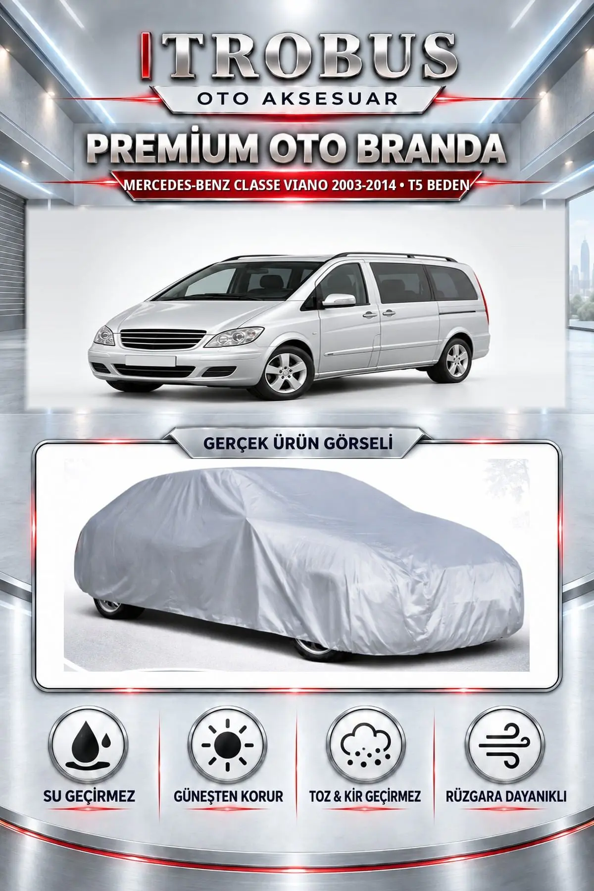 Mercedes-Benz Classe Viano EL 2003-2014 Uyumlu Premium Oto Branda – T5 Beden