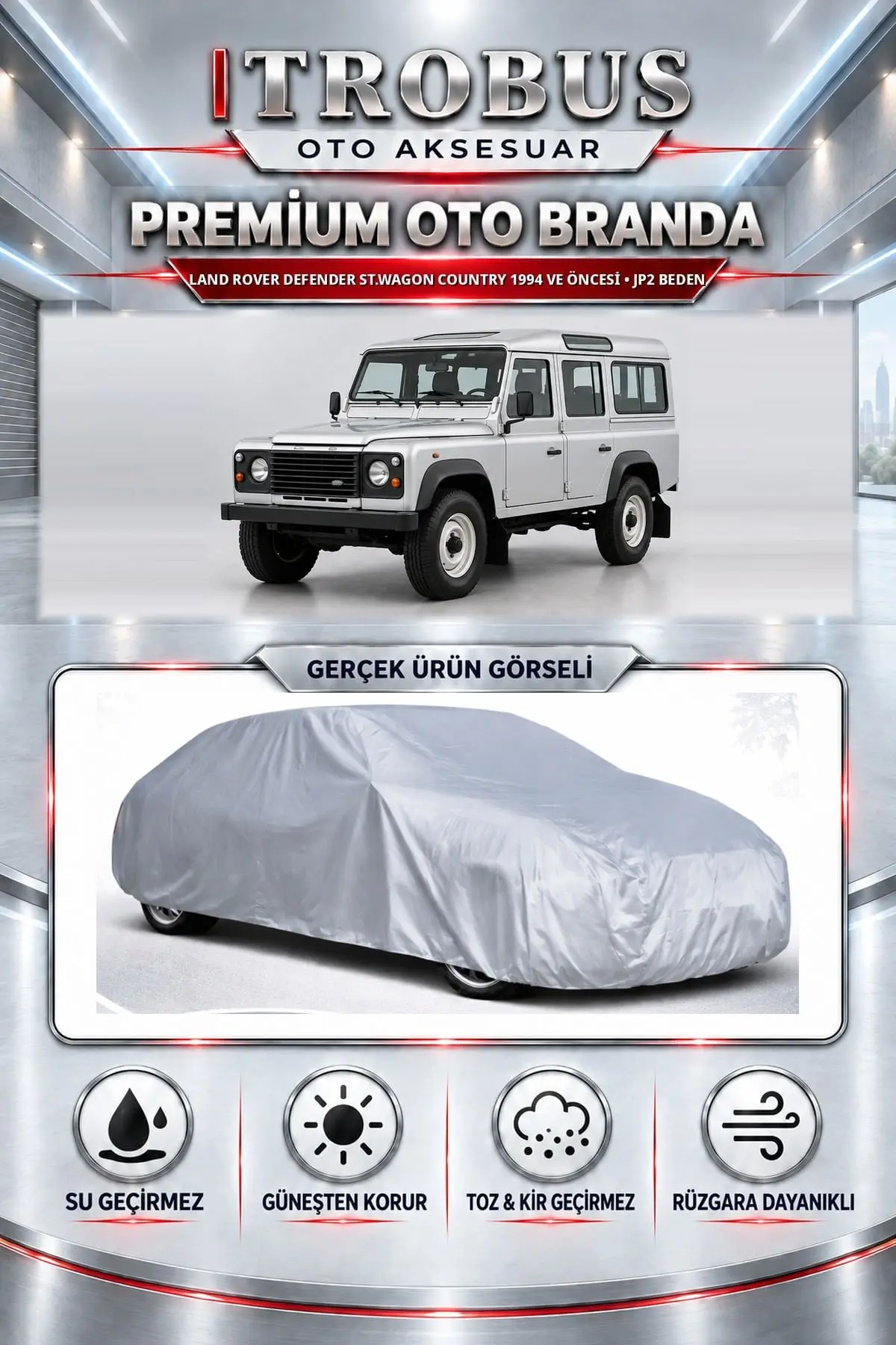 Land Rover Defender uzun - 2005 ve Öncesi Uyumlu Premium Oto Branda – JP2 Beden