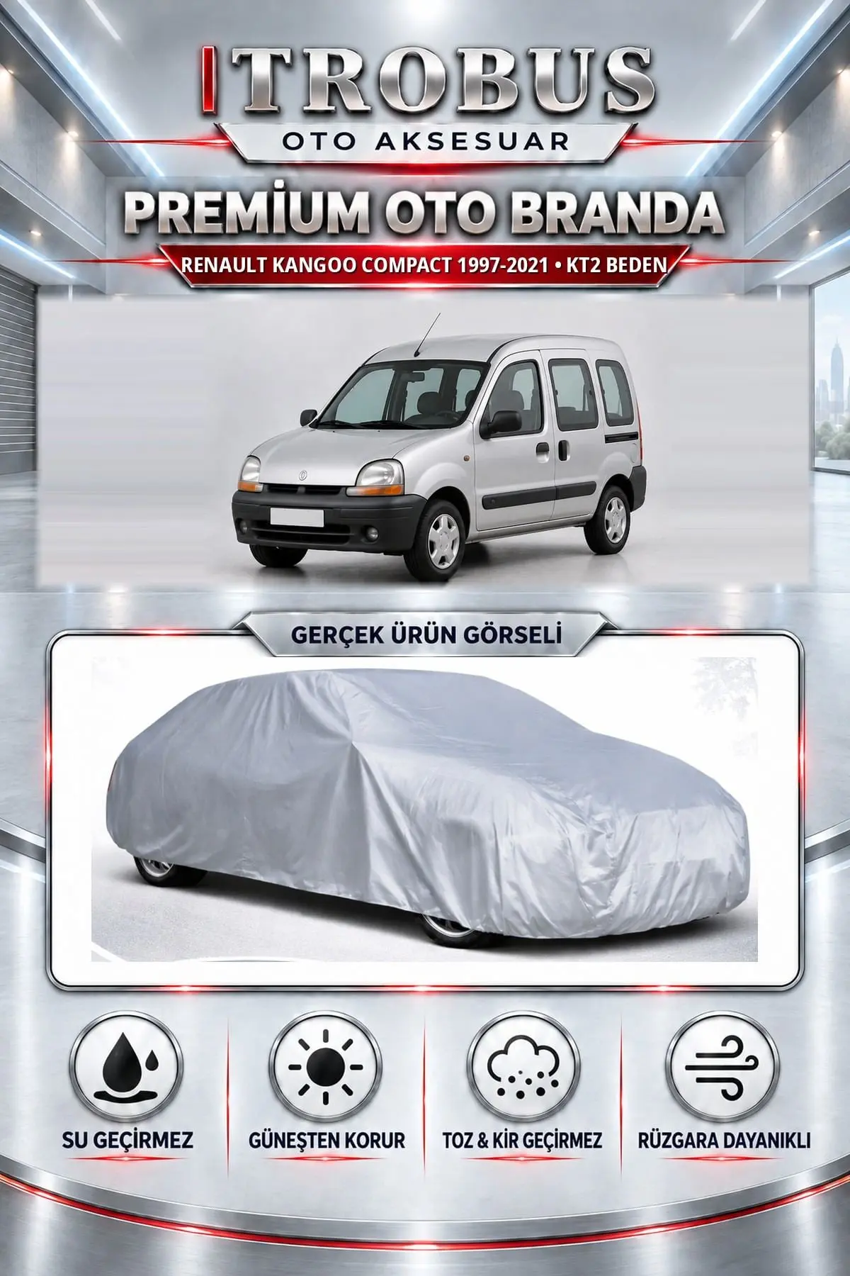 Renault Kangoo 1997 ve Sonrası Uyumlu Premium Oto Branda – KT2 Beden