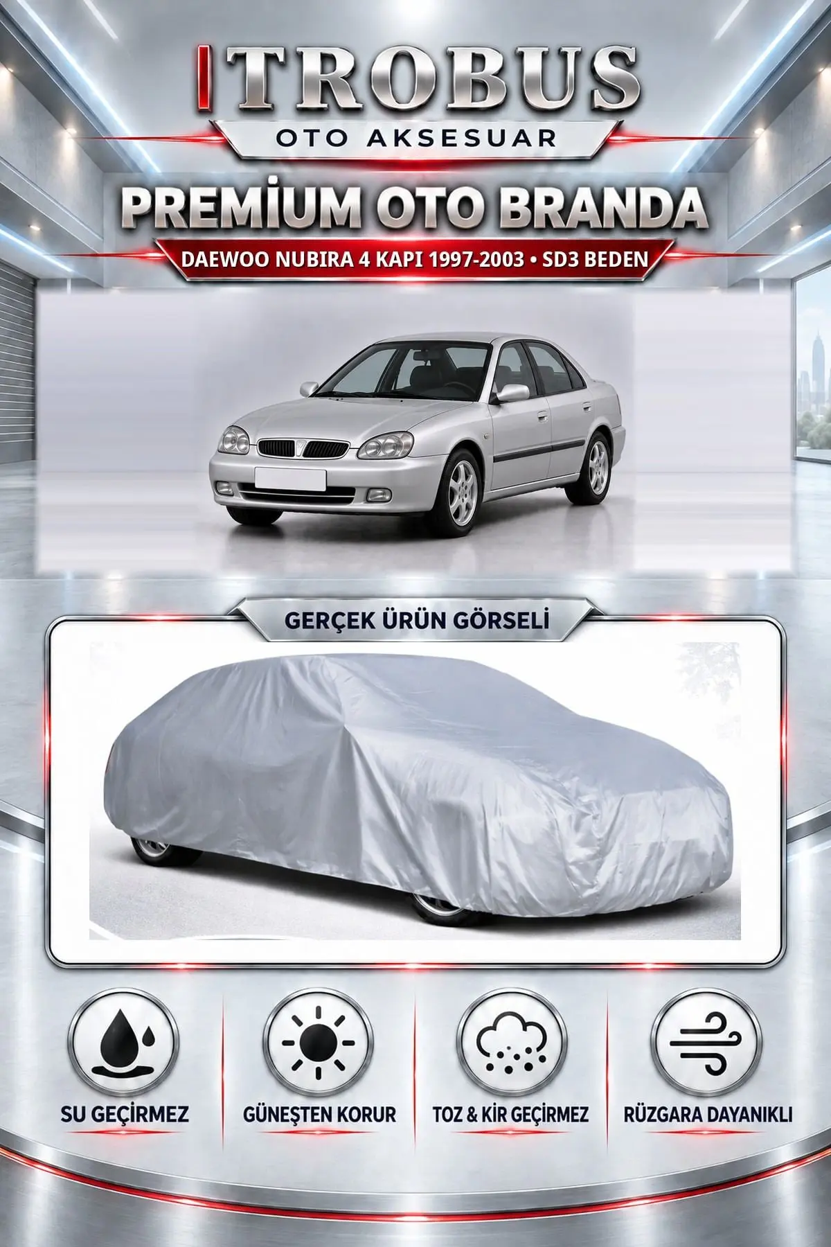 Daewoo Nubira 4 kapı 1997-2003 Uyumlu Premium Oto Branda – SD3 Beden