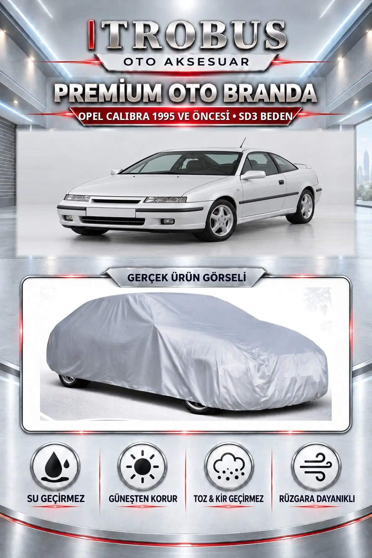Opel Calibra 1995 ve Öncesi Uyumlu Premium Oto Branda – SD3 Beden