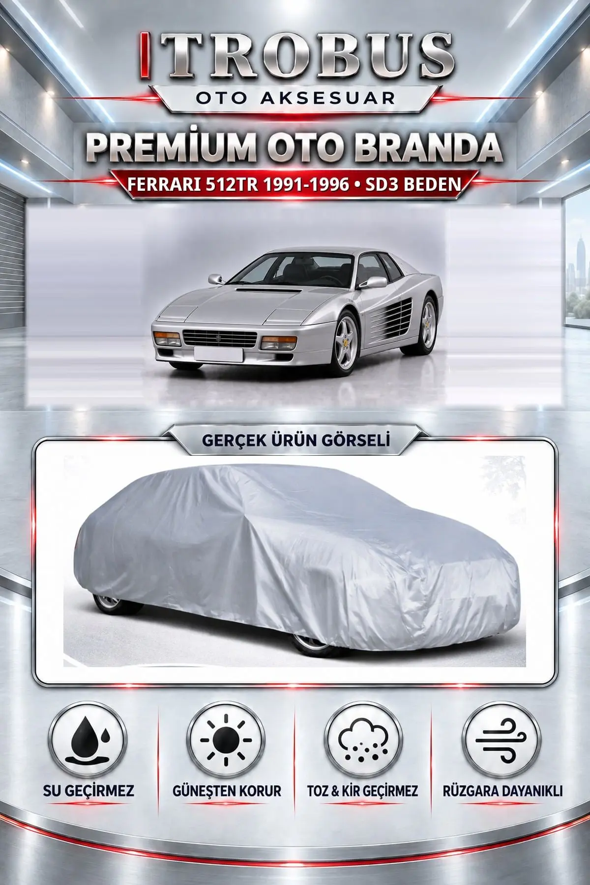 Ferrari 512TR 1991-1996 Uyumlu Premium Oto Branda – SD3 Beden