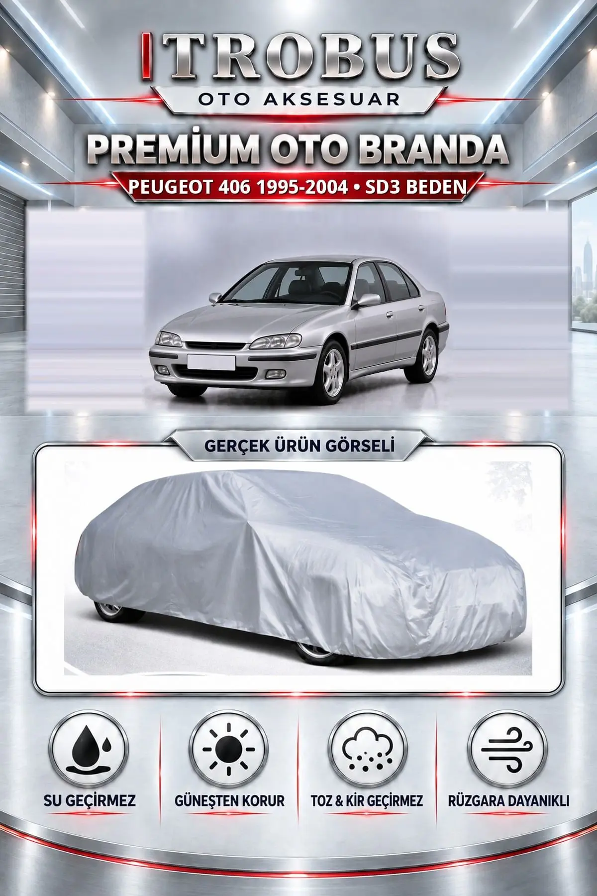 Peugeot 406 1995-2004 Uyumlu Premium Oto Branda – SD3 Beden