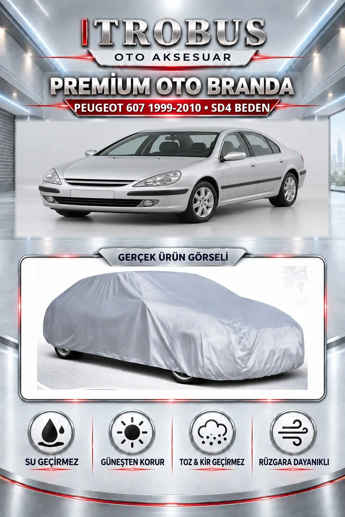 Peugeot 607 1999-2010 Uyumlu Premium Oto Branda – SD4 Beden