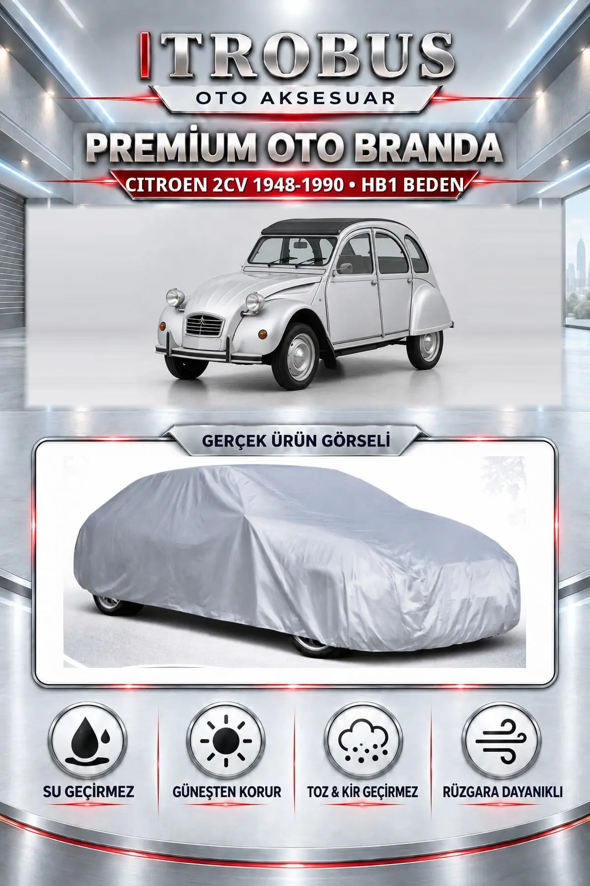 Citroen 2CV 1948-1990 Uyumlu Premium Oto Branda – HB1 Beden