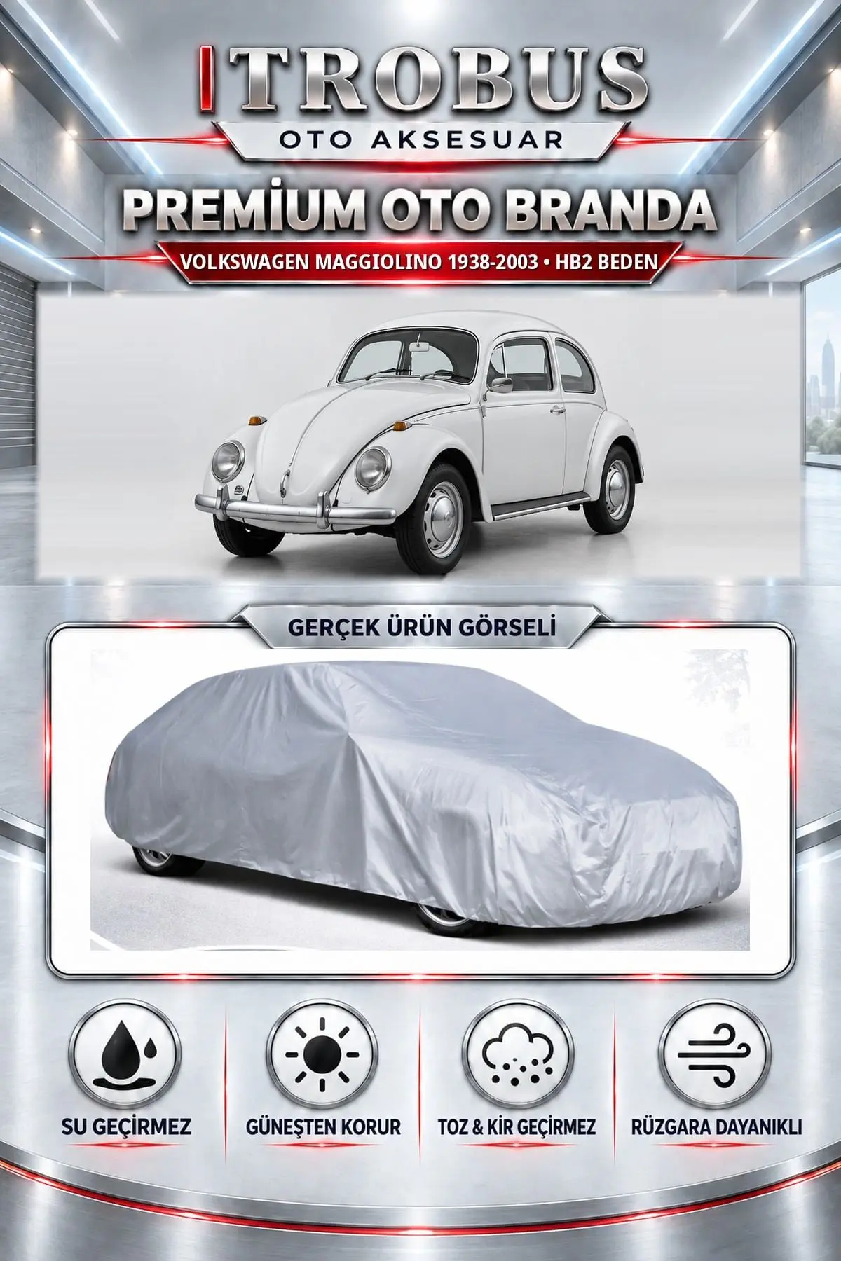 Volkswagen Maggiolino 1938-2003 Uyumlu Premium Oto Branda – HB2 Beden