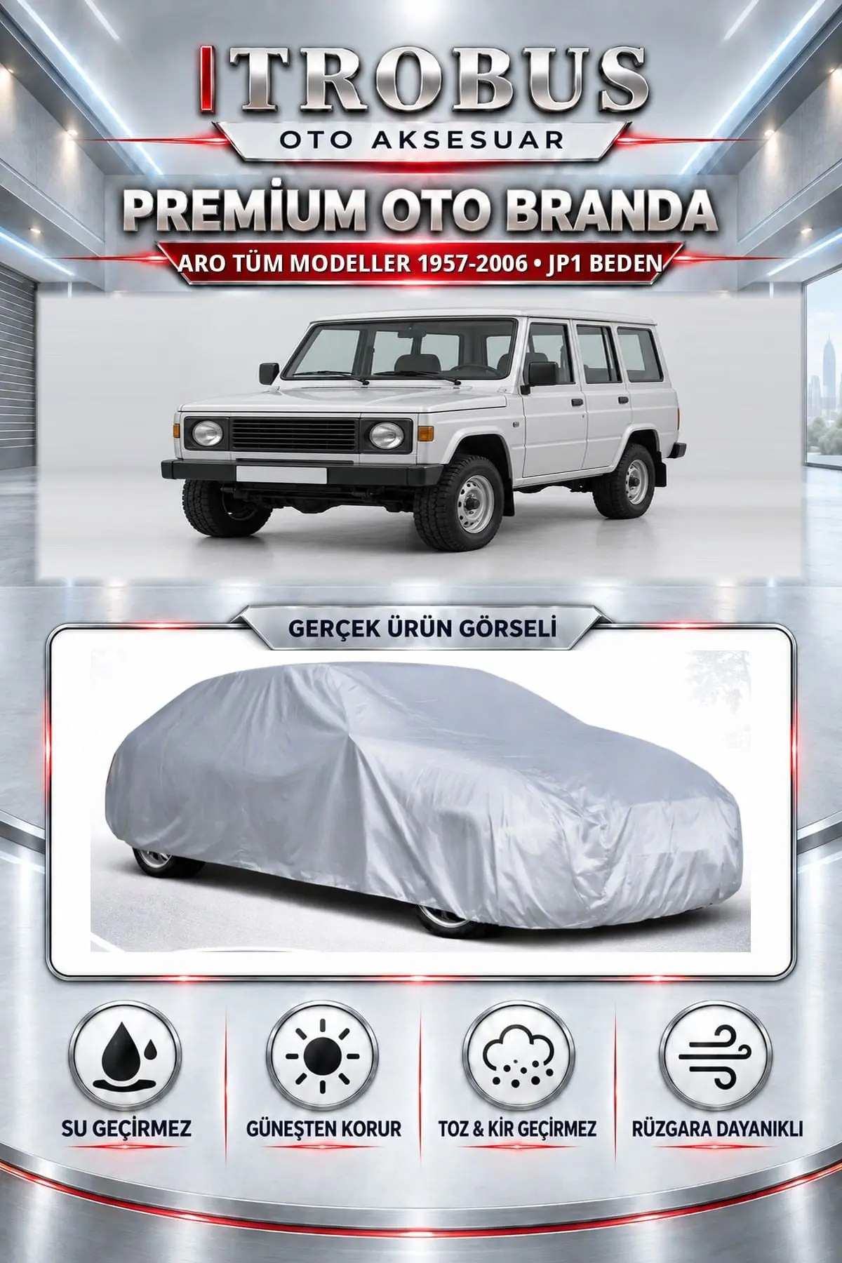 ARO Tüm Modeller 1957-2006 Uyumlu Premium Oto Branda – JP1 Beden