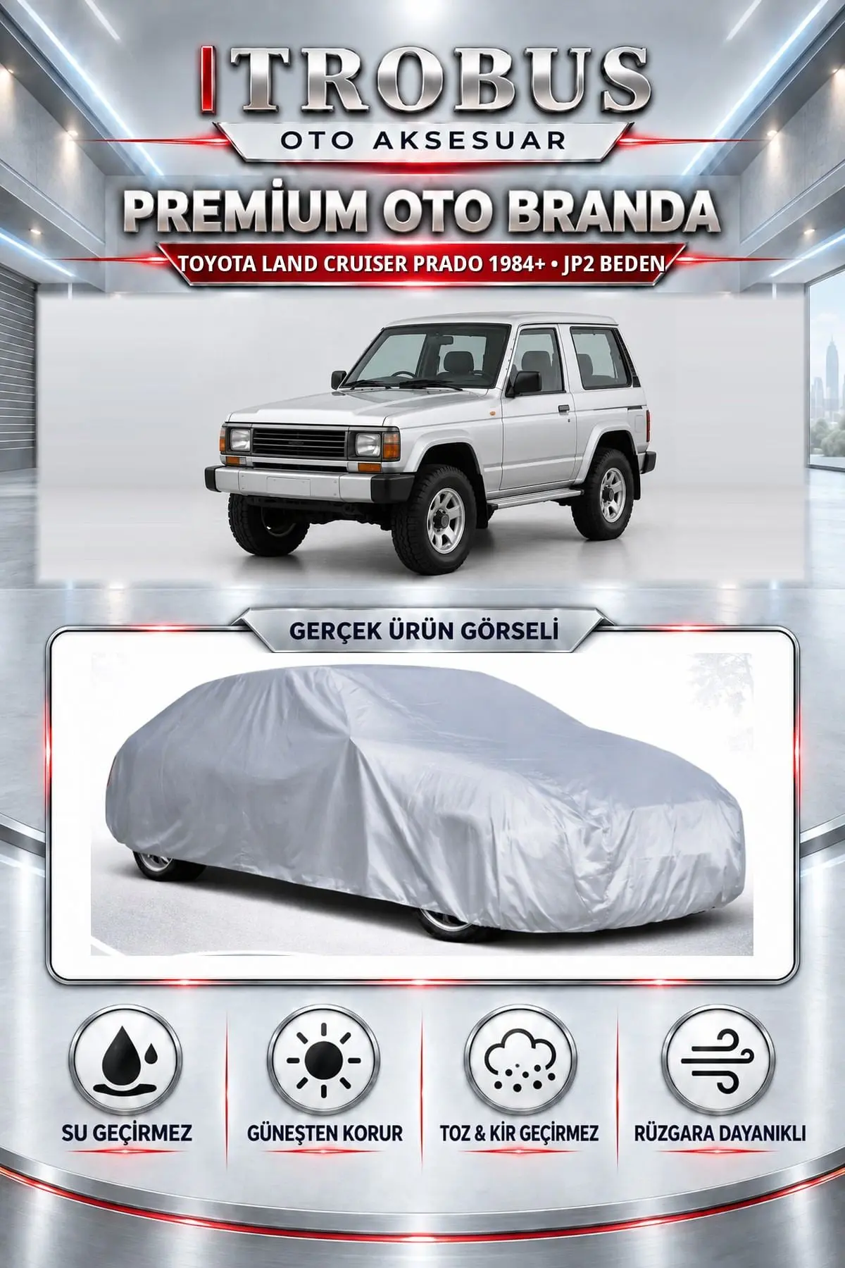 Toyota Land Cruiser 5 kapı uzun 1996 ve Öncesi Uyumlu Premium Oto Branda – JP2 Beden