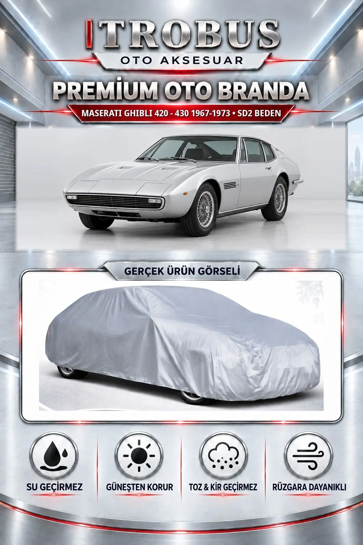 Maserati Ghibli 420 - 430 1967-1973 Uyumlu Premium Oto Branda – SD2 Beden