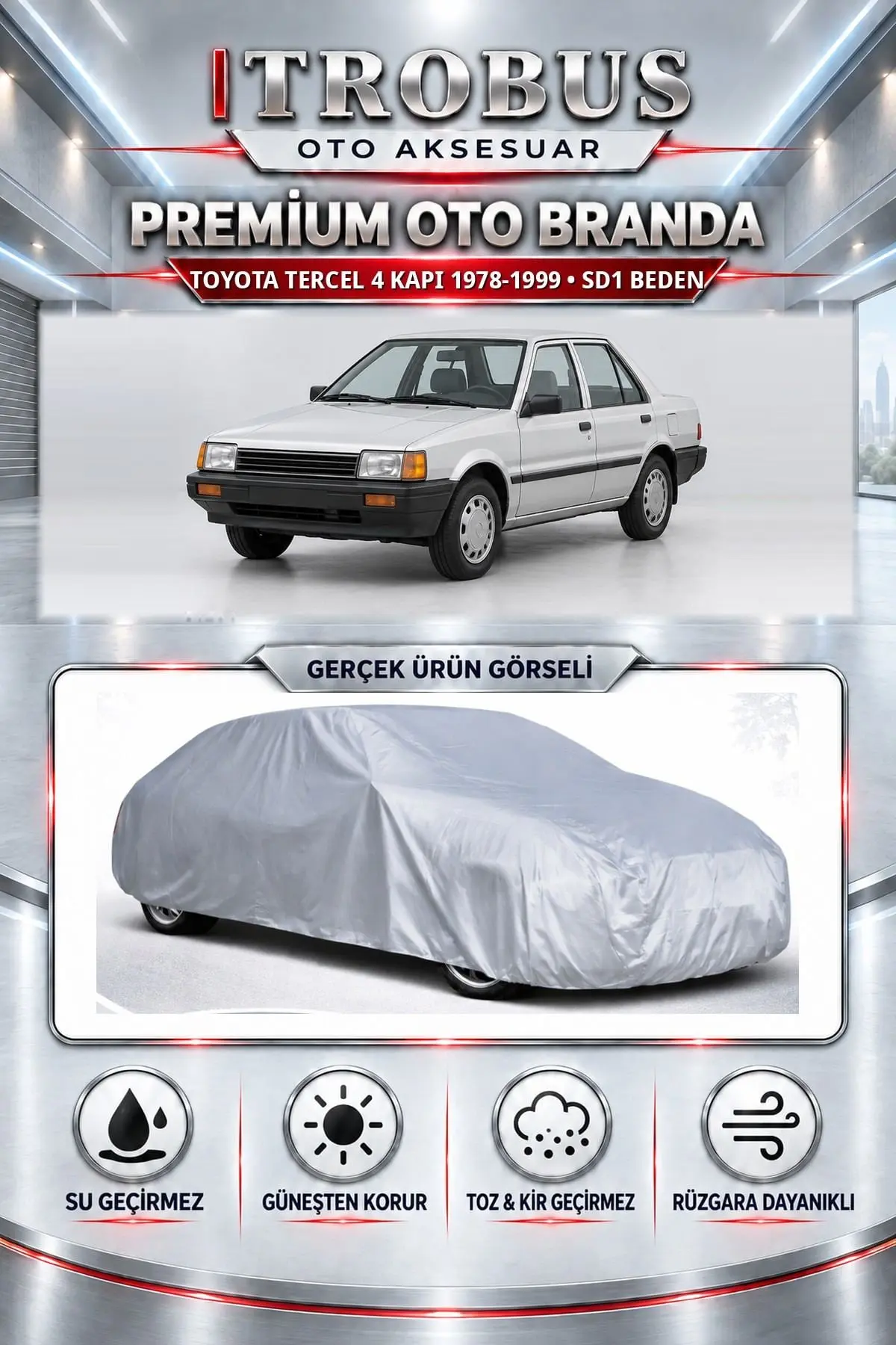 Toyota Tercel 4 kapı 1978-1999 Uyumlu Premium Oto Branda – SD1 Beden