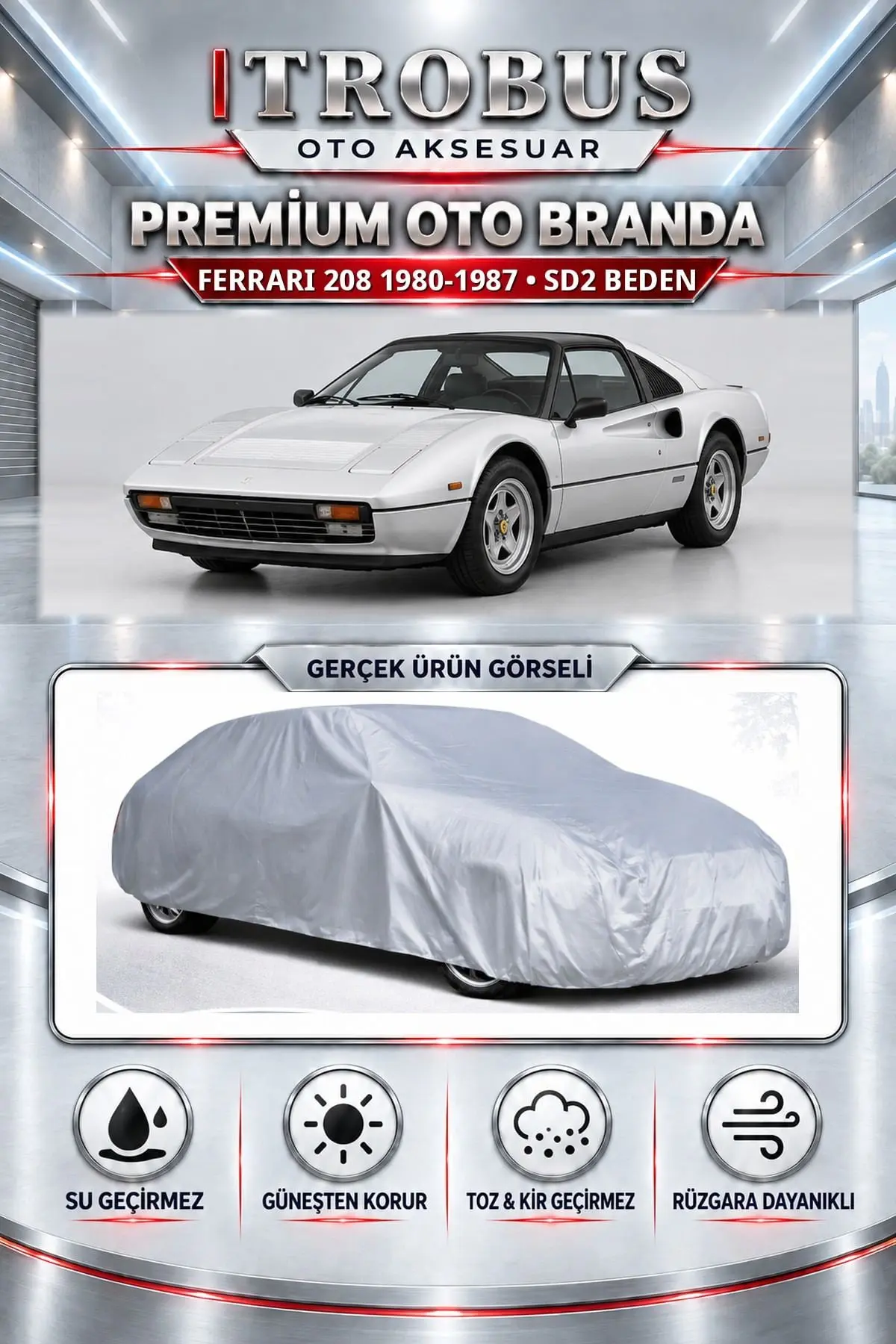 Ferrari 208 1980-1987 Uyumlu Premium Oto Branda – SD2 Beden