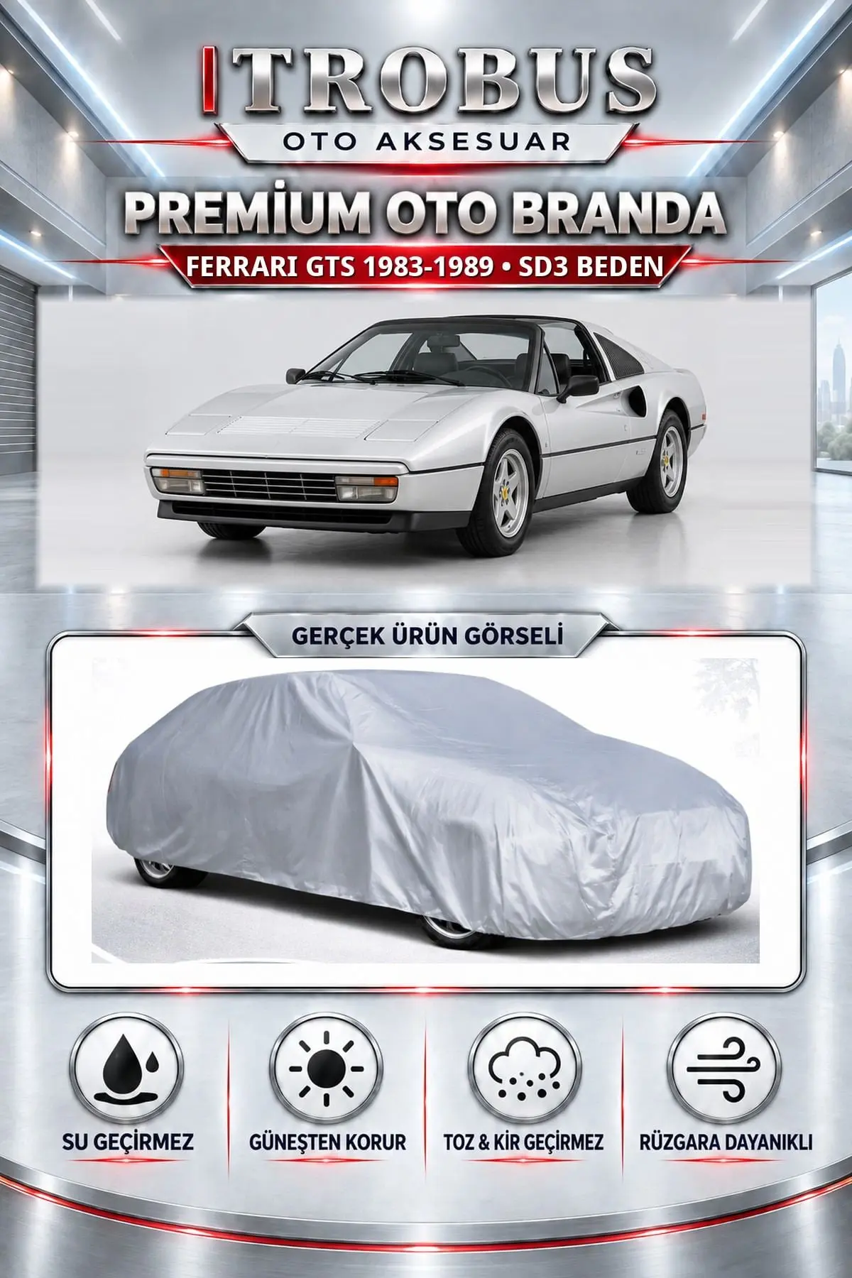 Ferrari GTS 1983-1989 Uyumlu Premium Oto Branda – SD3 Beden