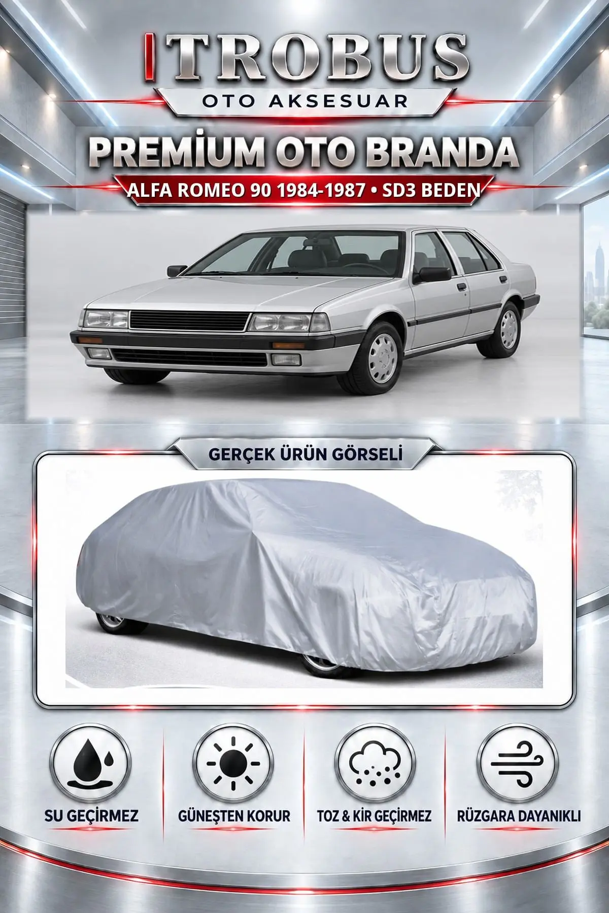 Alfa Romeo 90 1984-1987 Uyumlu Premium Oto Branda – SD3 Beden
