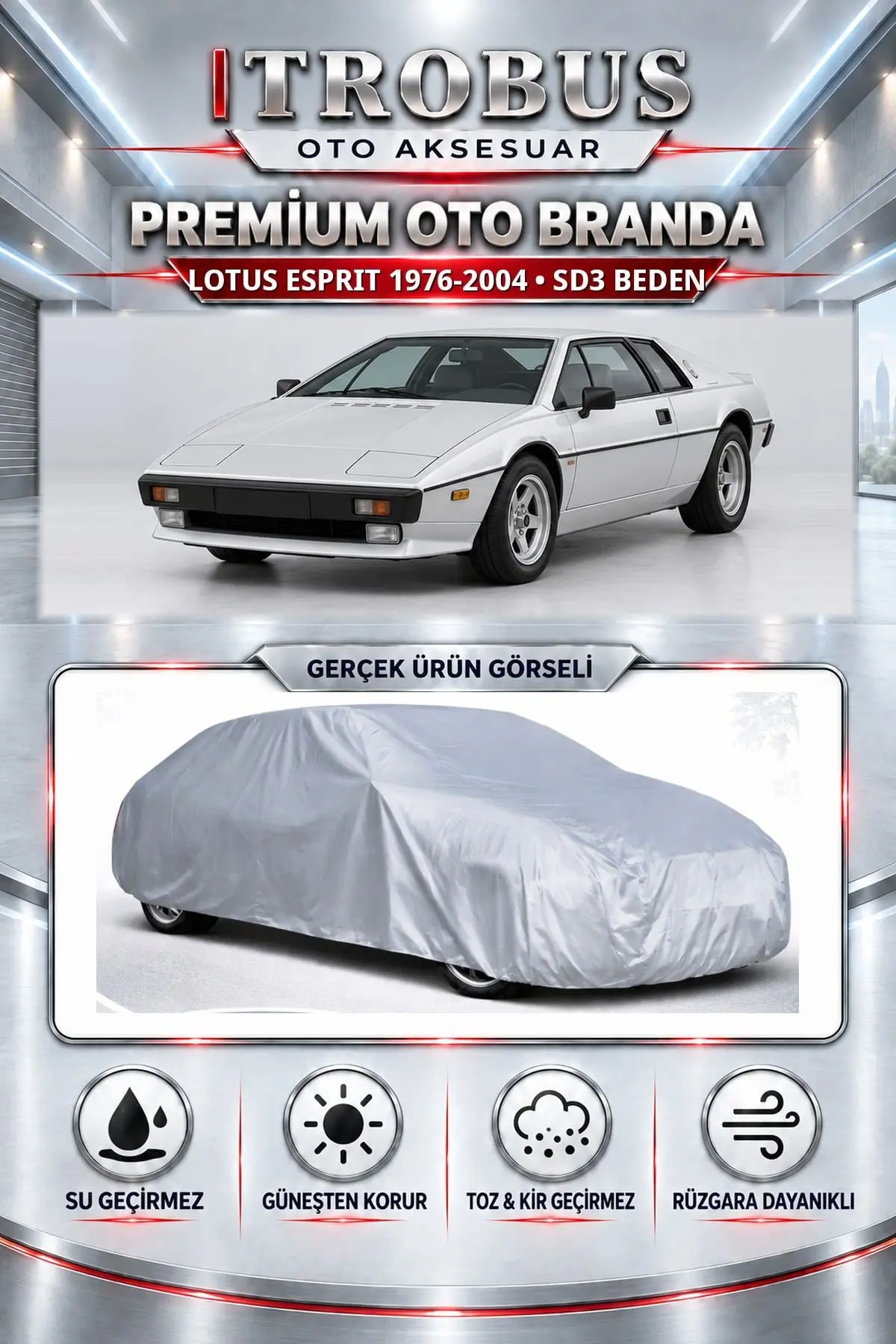 Lotus Esprit 1976-2004 Uyumlu Premium Oto Branda – SD3 Beden
