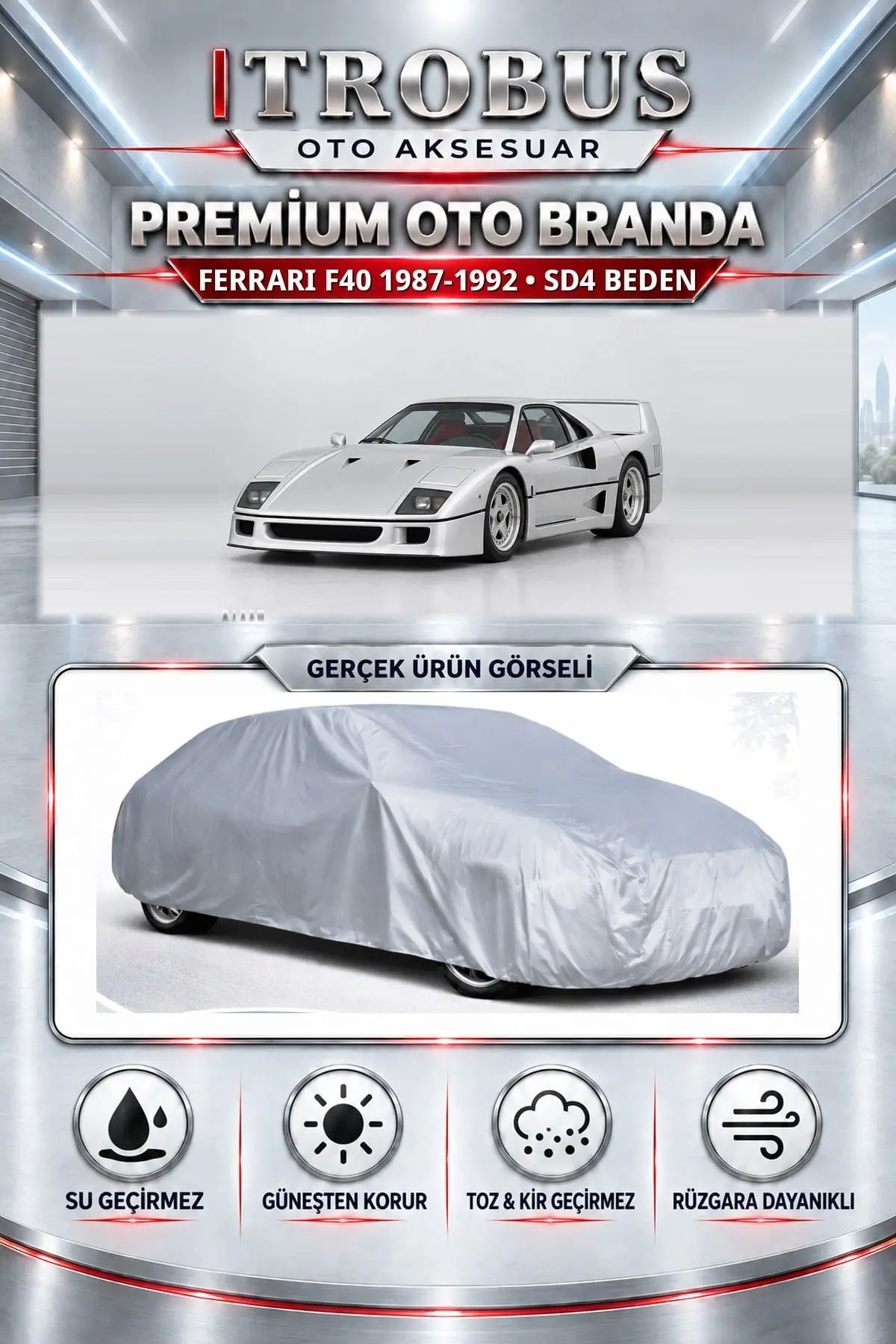 Ferrari F40 1987-1992 Uyumlu Premium Oto Branda – SD4 Beden