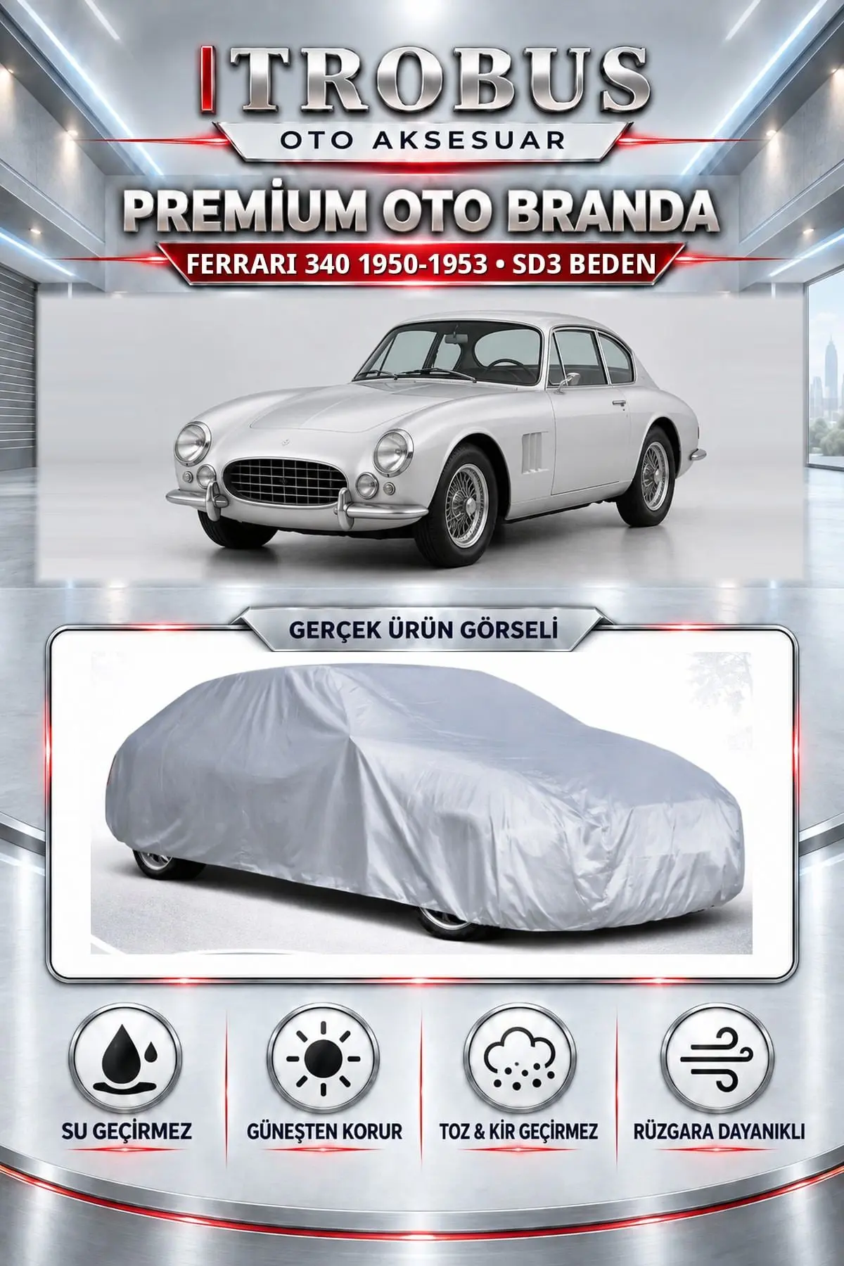 Ferrari 340 1950-1953 Uyumlu Premium Oto Branda – SD3 Beden