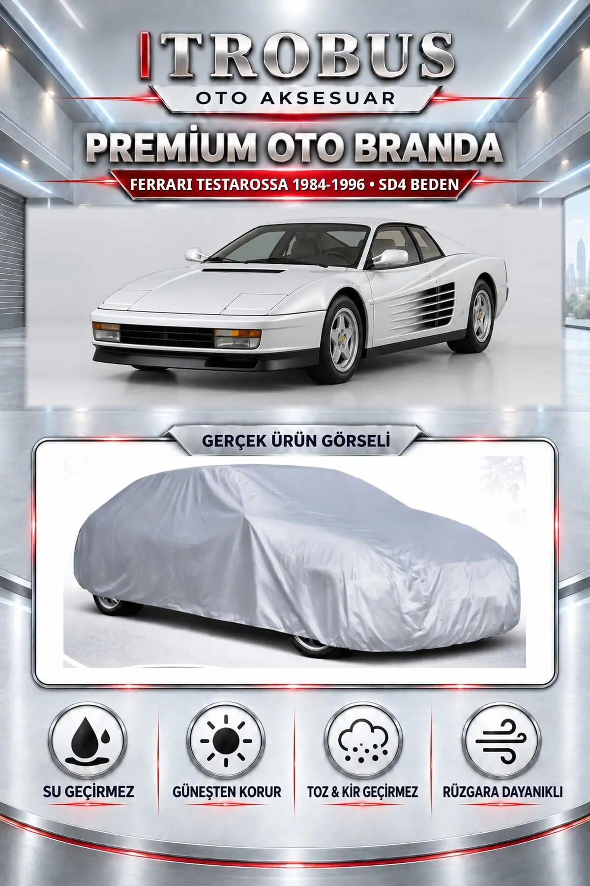 Ferrari Testarossa 1984-1996 Uyumlu Premium Oto Branda – SD4 Beden