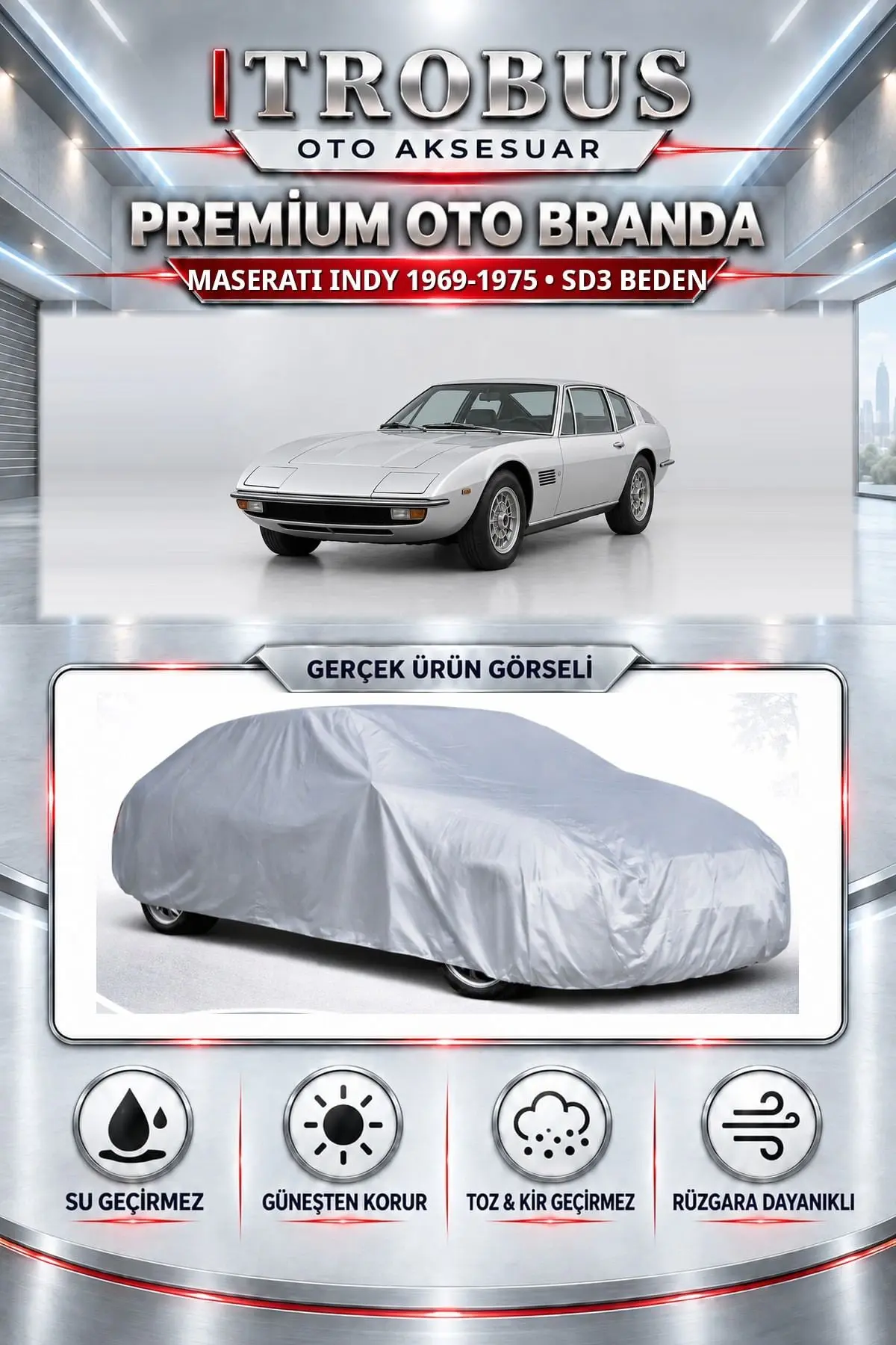 Maserati Indy 1969-1975 Uyumlu Premium Oto Branda – SD3 Beden