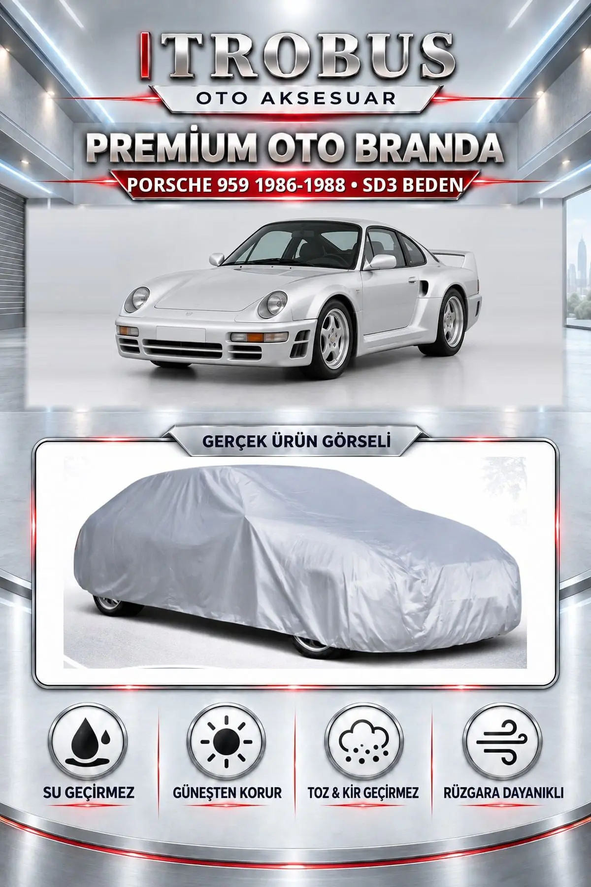Porsche 959 1986-1988 Uyumlu Premium Oto Branda – SD3 Beden