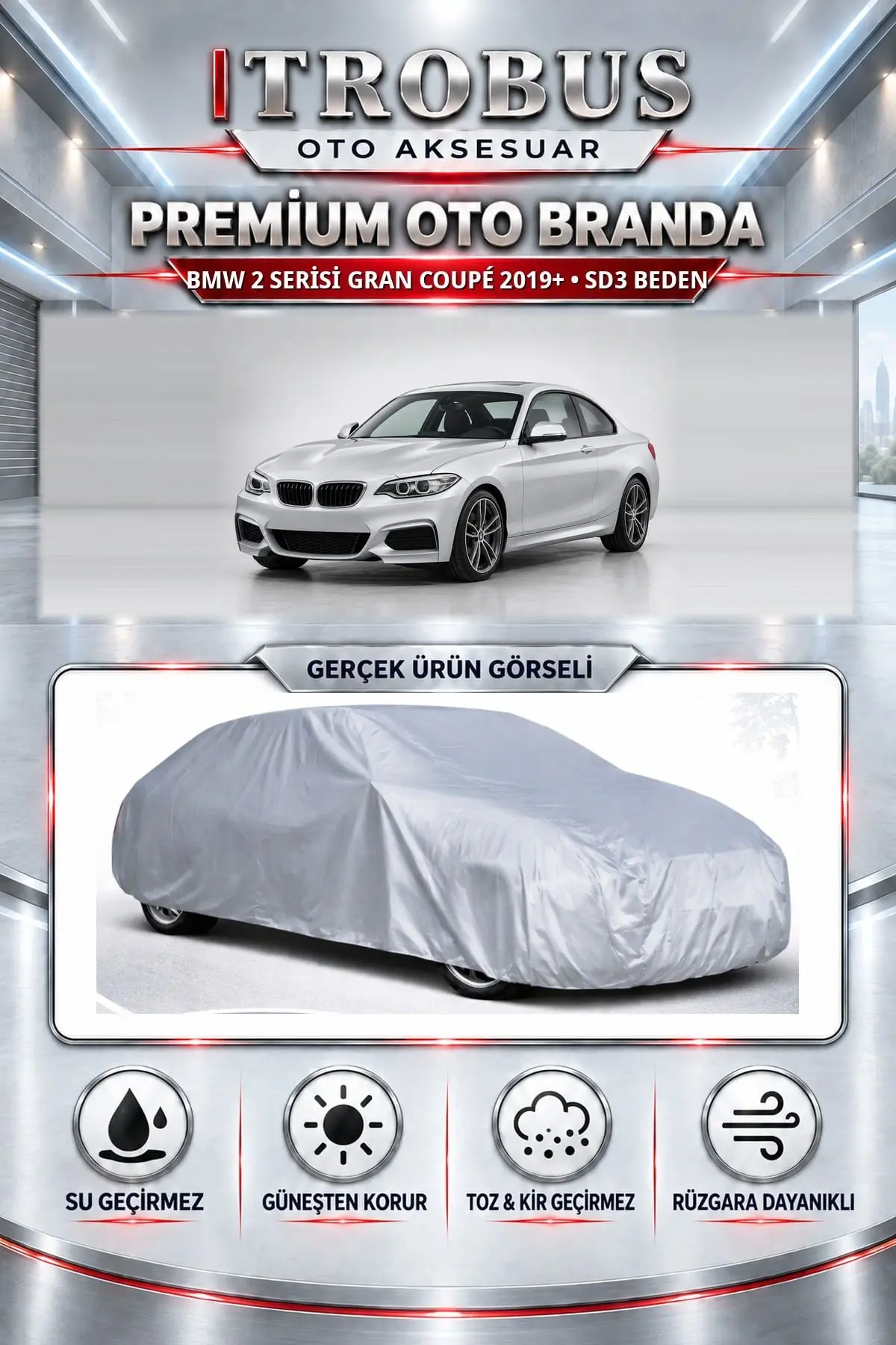 BMW 2 Seri̇si̇ Gran Coupé 2019 ve Sonrası Uyumlu Premium Oto Branda – SD3 Beden