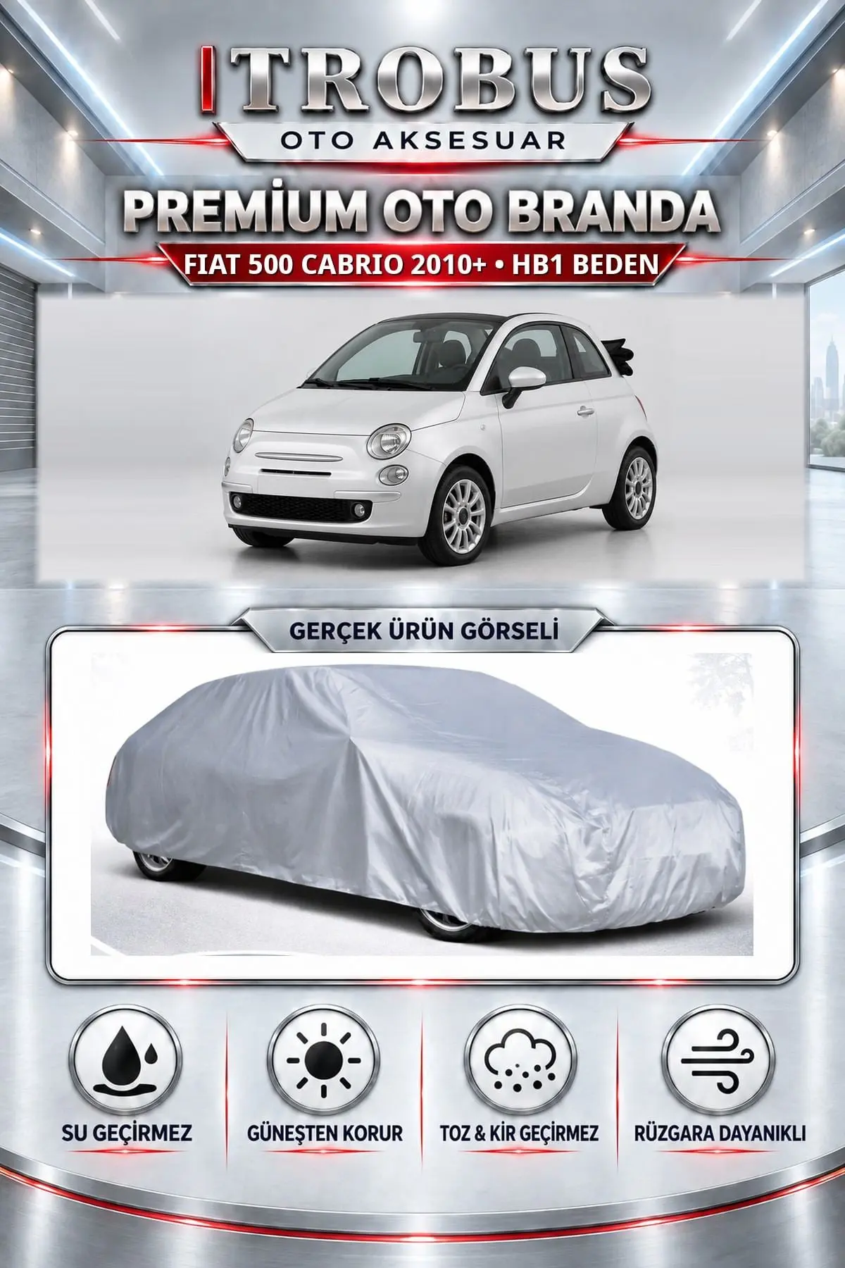 Fiat 500 Cabrio 2010 ve Sonrası Uyumlu Premium Oto Branda – HB1 Beden