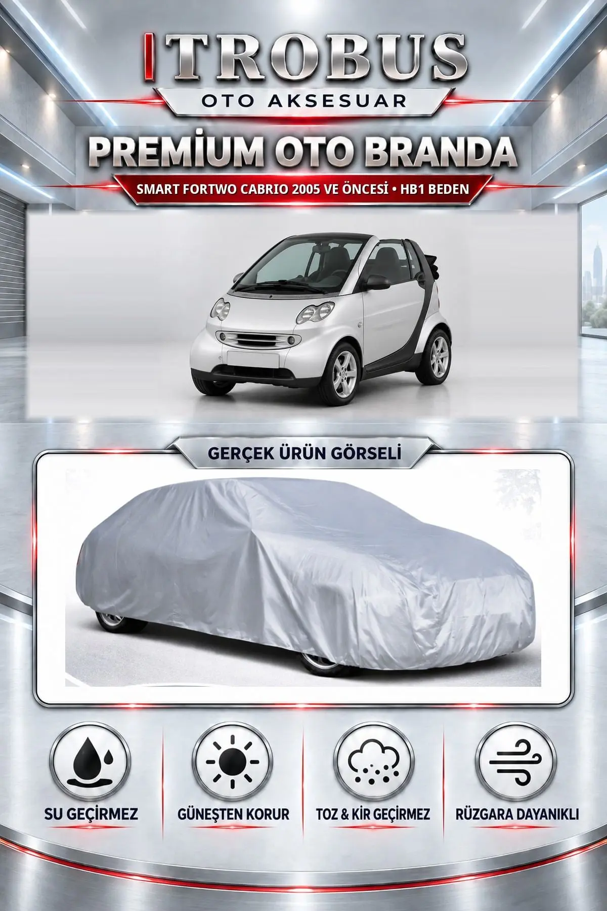 Smart Fortwo Cabrio 2005 ve Öncesi Uyumlu Premium Oto Branda – HB1 Beden
