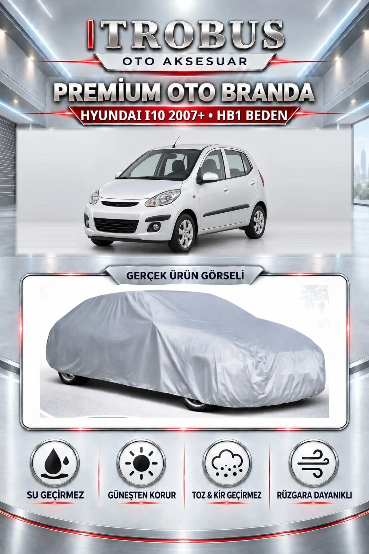 Hyundai i10 2007 ve Sonrası Uyumlu Premium Oto Branda – HB1 Beden