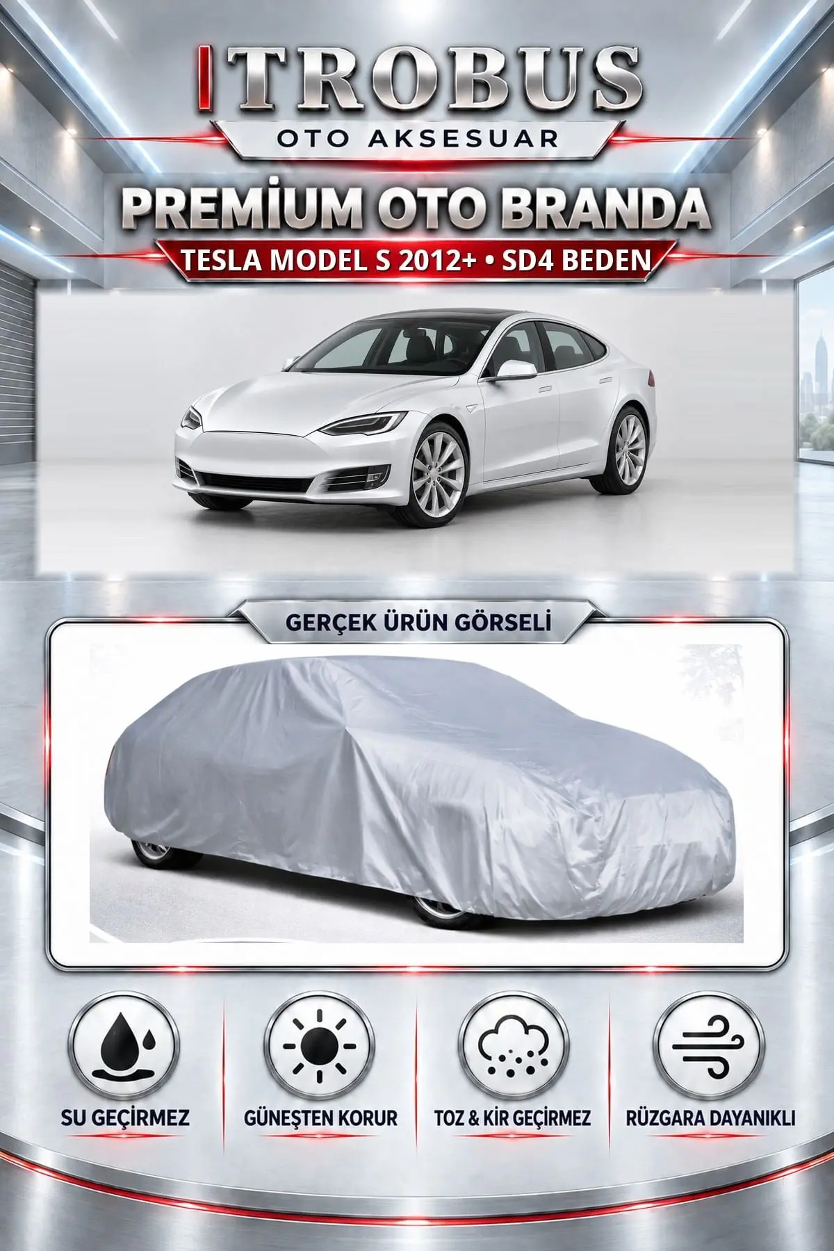 Tesla Model S 2012 ve Sonrası Uyumlu Premium Oto Branda – SD4 Beden