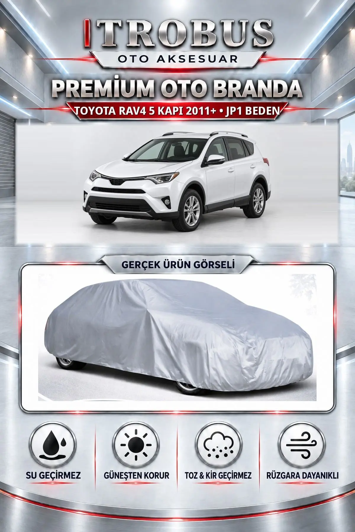 Toyota RAV4 5 kapı 2011 ve Sonrası Uyumlu Premium Oto Branda – JP1 Beden