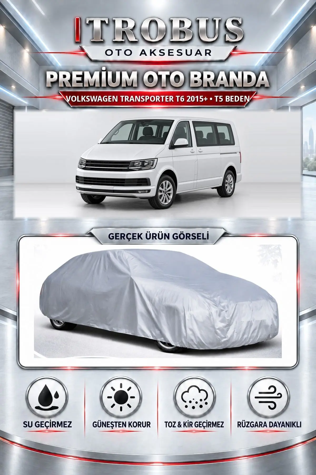 Volkswagen Transporter T6 2015 ve Sonrası Uyumlu Premium Oto Branda – T5 Beden