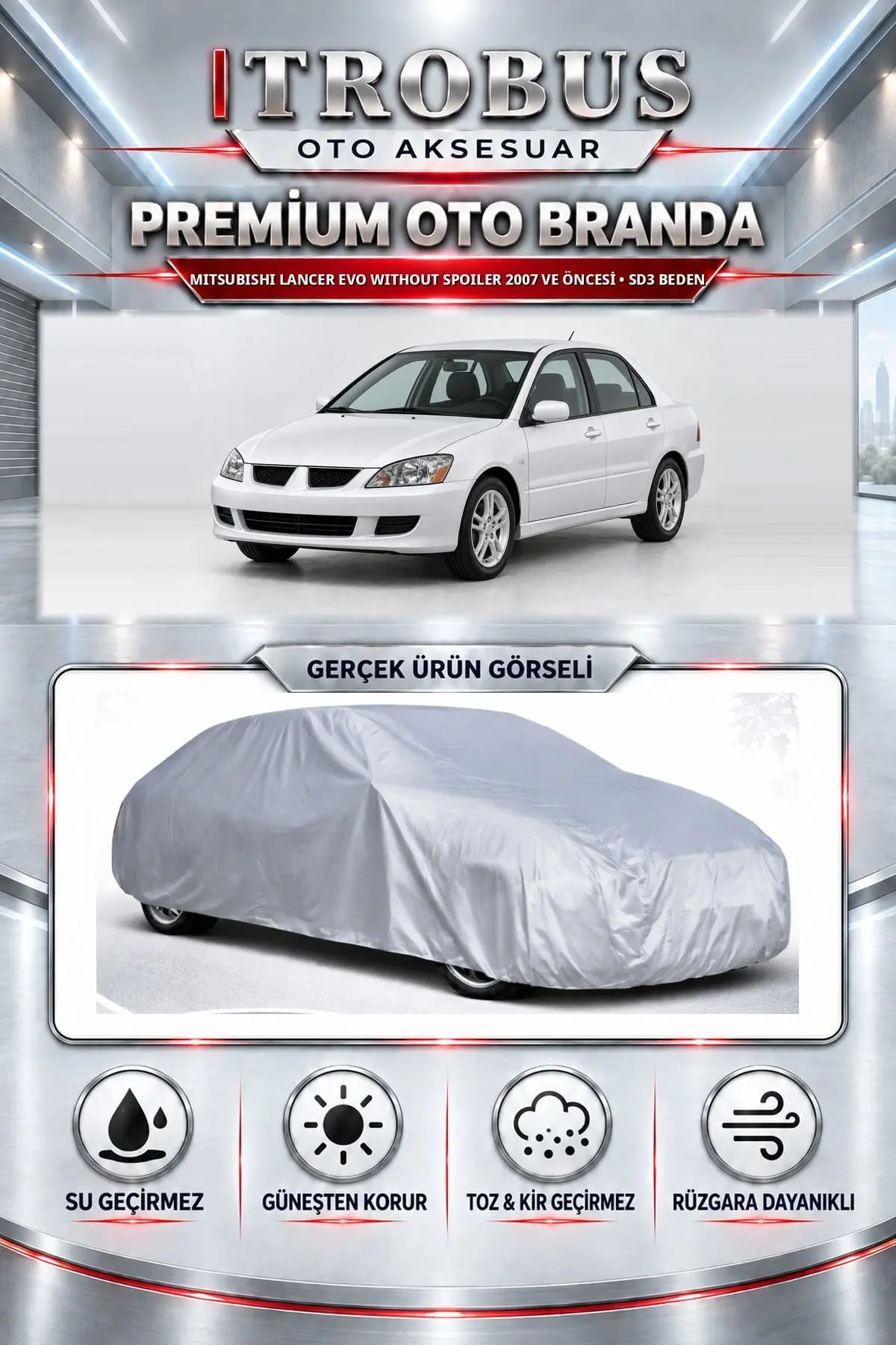 Mitsubishi Lancer EVO without spoiler 2007 ve Öncesi Uyumlu Premium Oto Branda – SD3 Beden
