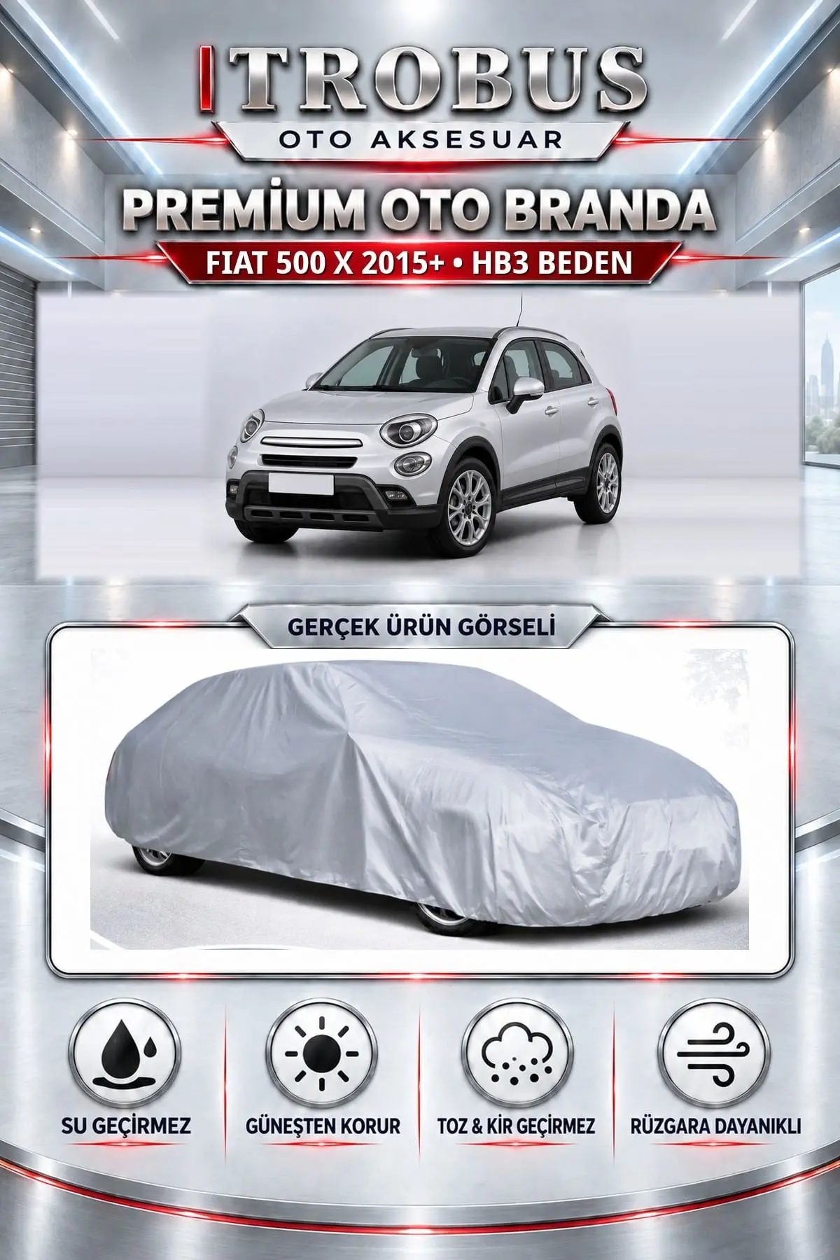 Fiat 500 X 2015 ve Sonrası Uyumlu Premium Oto Branda – HB3 Beden