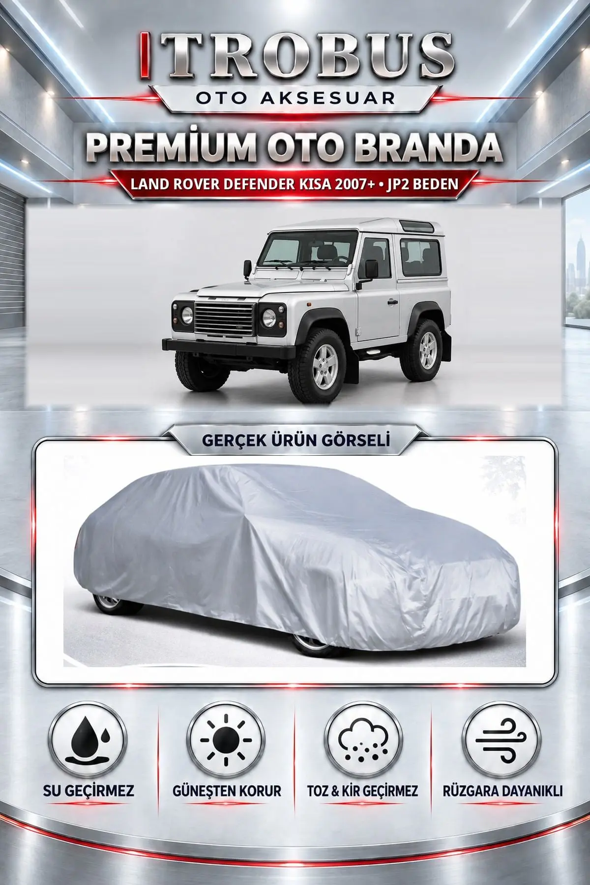 Land Rover Defender kısa 2007 ve Sonrası Uyumlu Premium Oto Branda – JP2 Beden