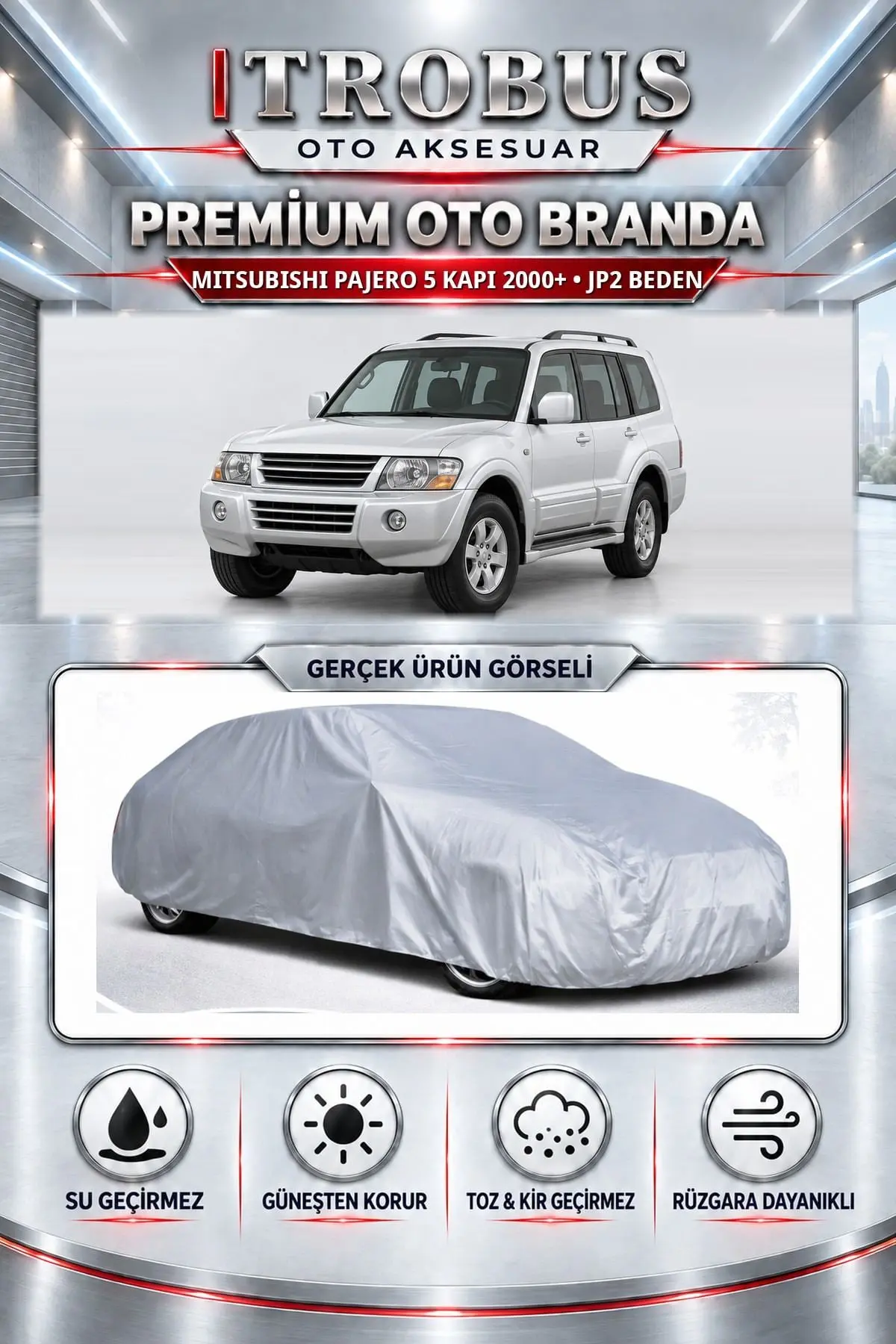Mitsubishi Pajero 5 kapı 2000 ve Sonrası Uyumlu Premium Oto Branda – JP2 Beden