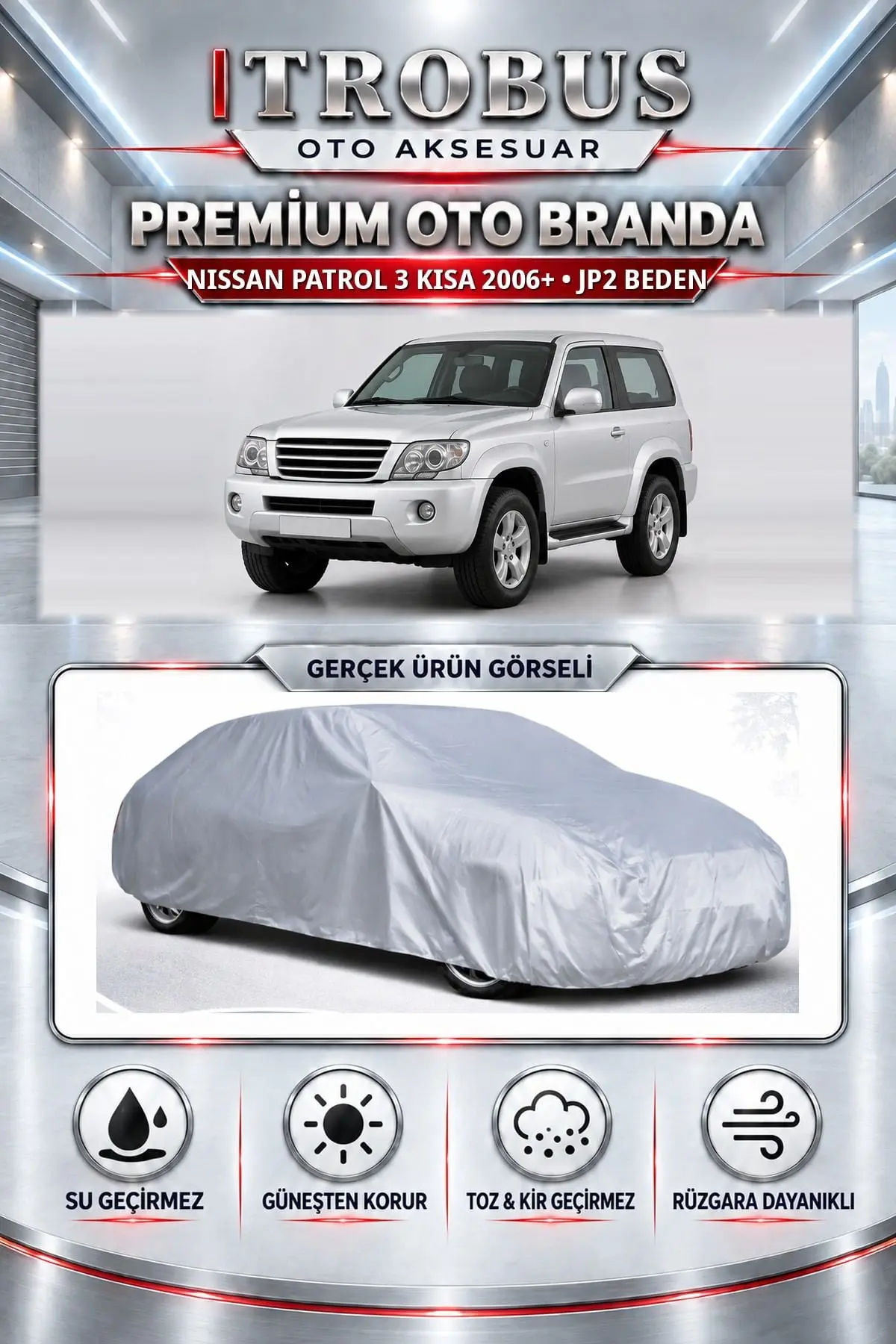 Nissan Patrol 3 kısa 2006 ve Sonrası Uyumlu Premium Oto Branda – JP2 Beden