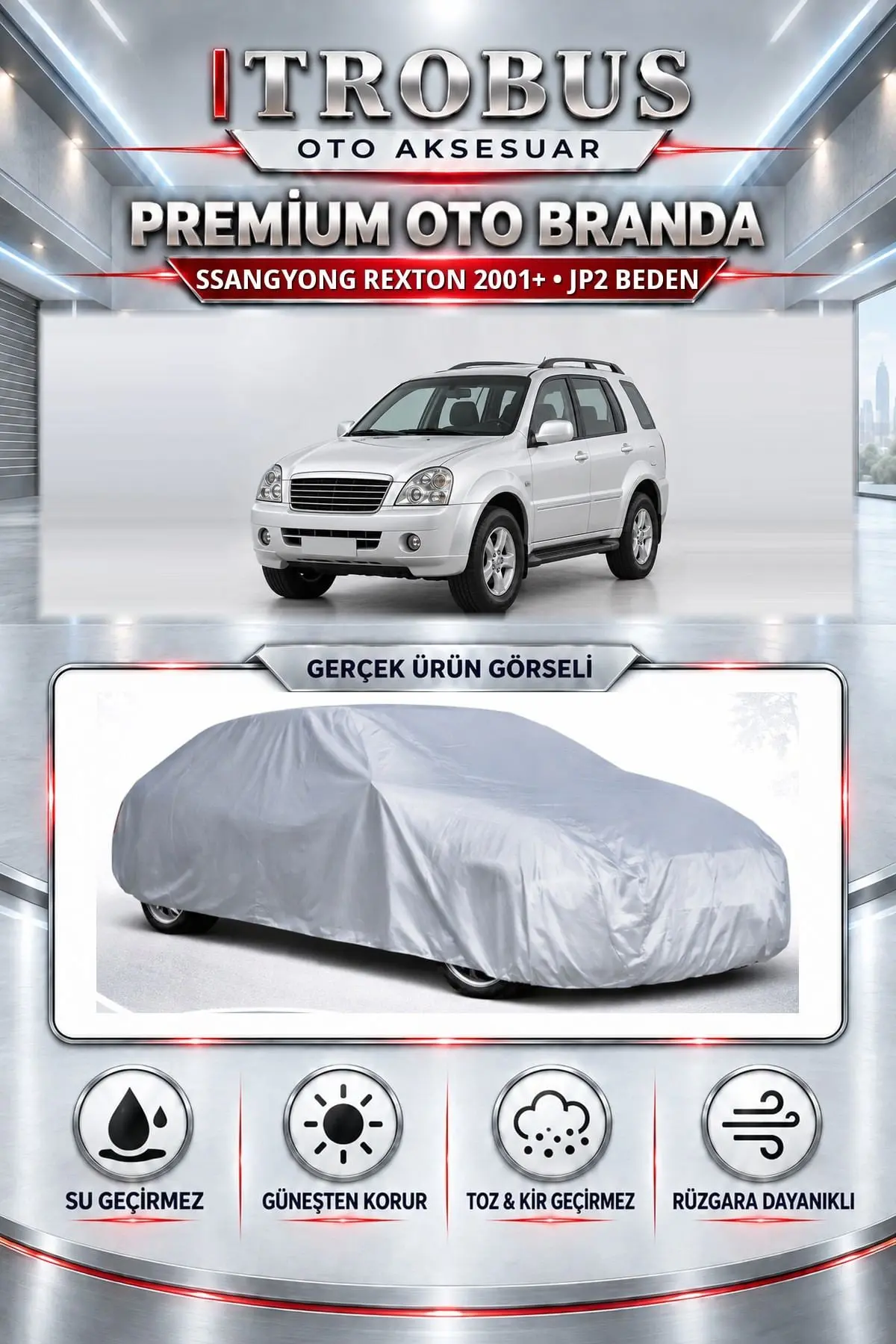 Ssangyong Rexton 2001 ve Sonrası Uyumlu Premium Oto Branda – JP2 Beden