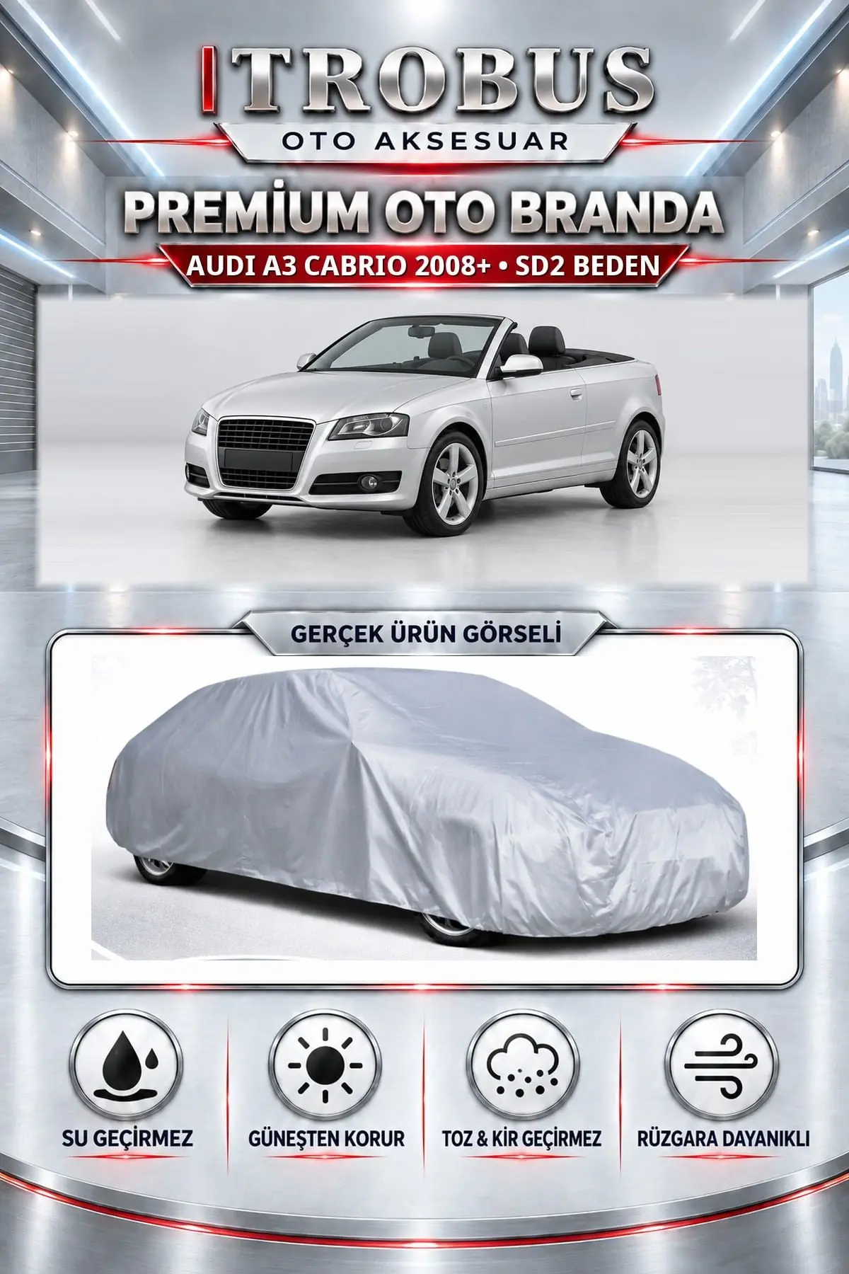 Audi A3 Cabrio 2008 ve Sonrası Uyumlu Premium Oto Branda – SD2 Beden