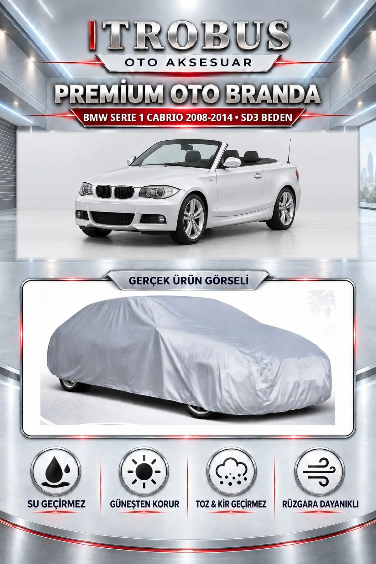 BMW Serie 1 Cabrio 2008-2014 Uyumlu Premium Oto Branda – SD3 Beden