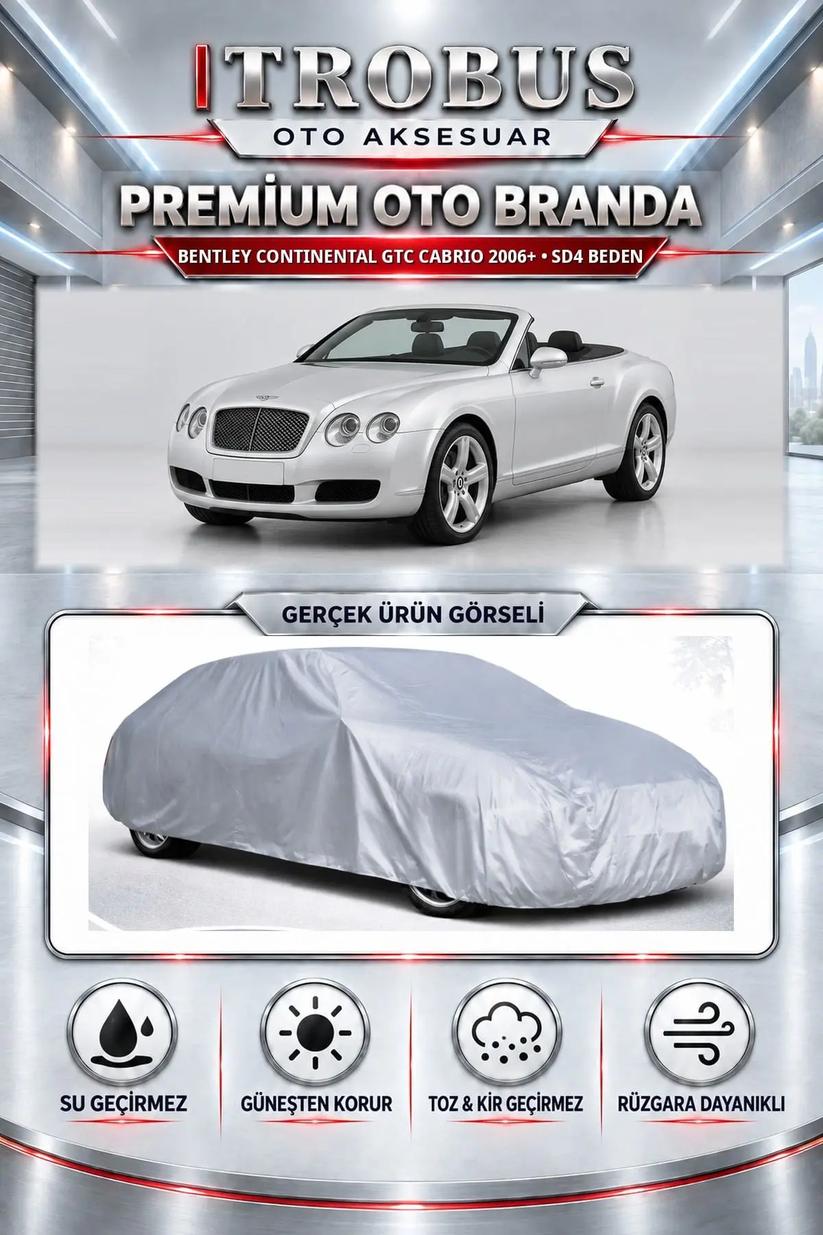 Bentley Continental GTC Cabrio 2006 ve Sonrası Uyumlu Premium Oto Branda – SD4 Beden