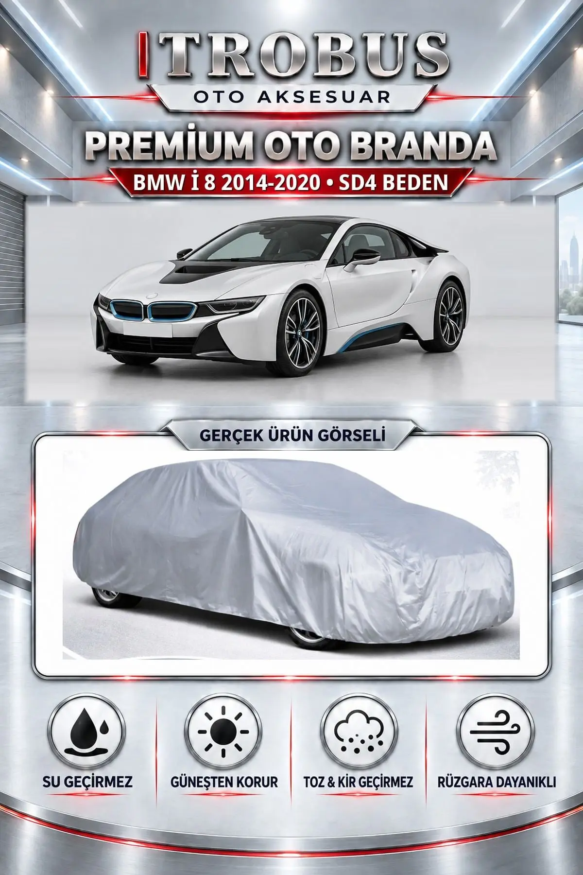 BMW İ 8 2014-2020 Uyumlu Premium Oto Branda – SD4 Beden