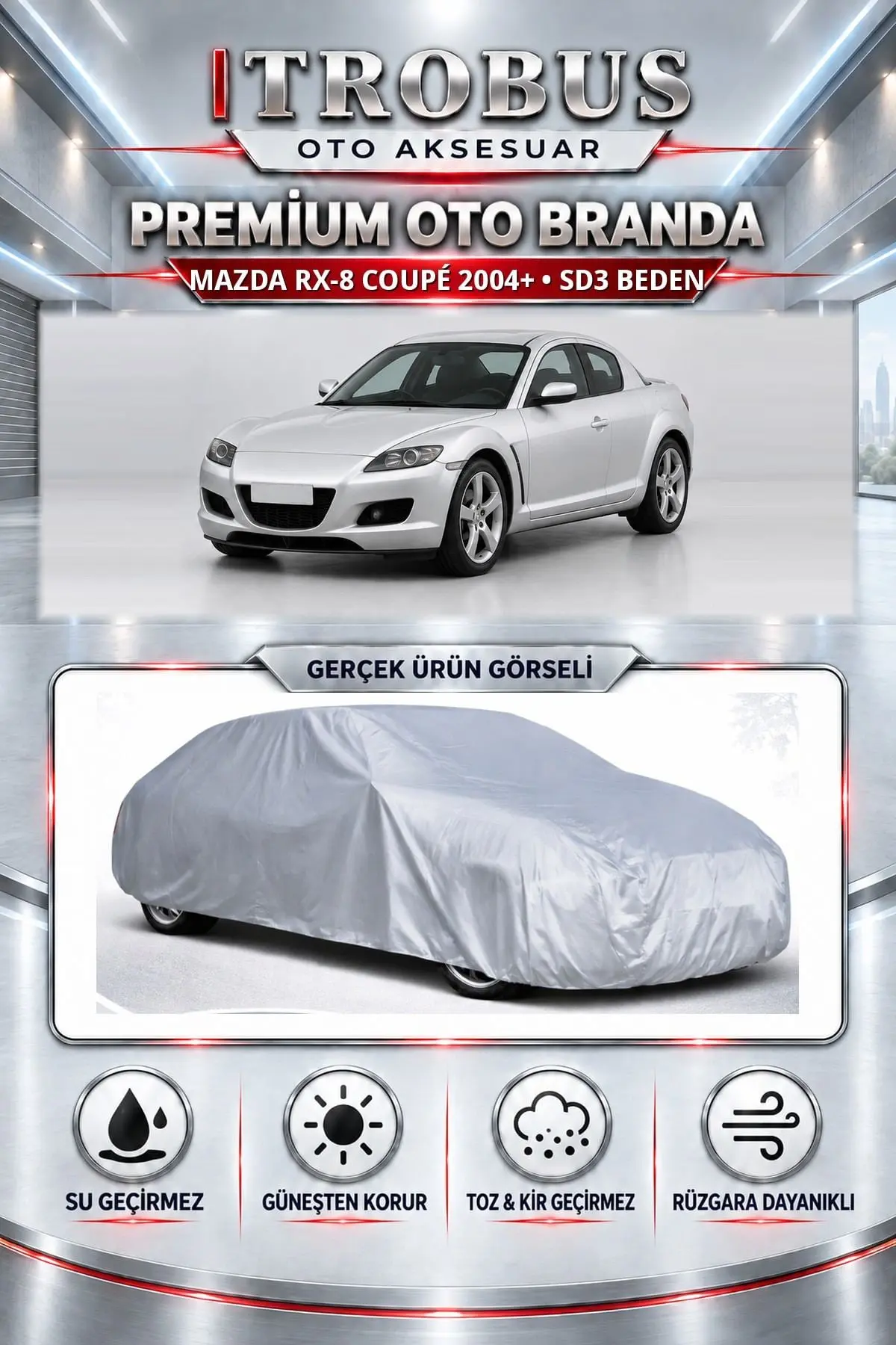 Mazda RX-8 Coupé 2004 ve Sonrası Uyumlu Premium Oto Branda – SD3 Beden