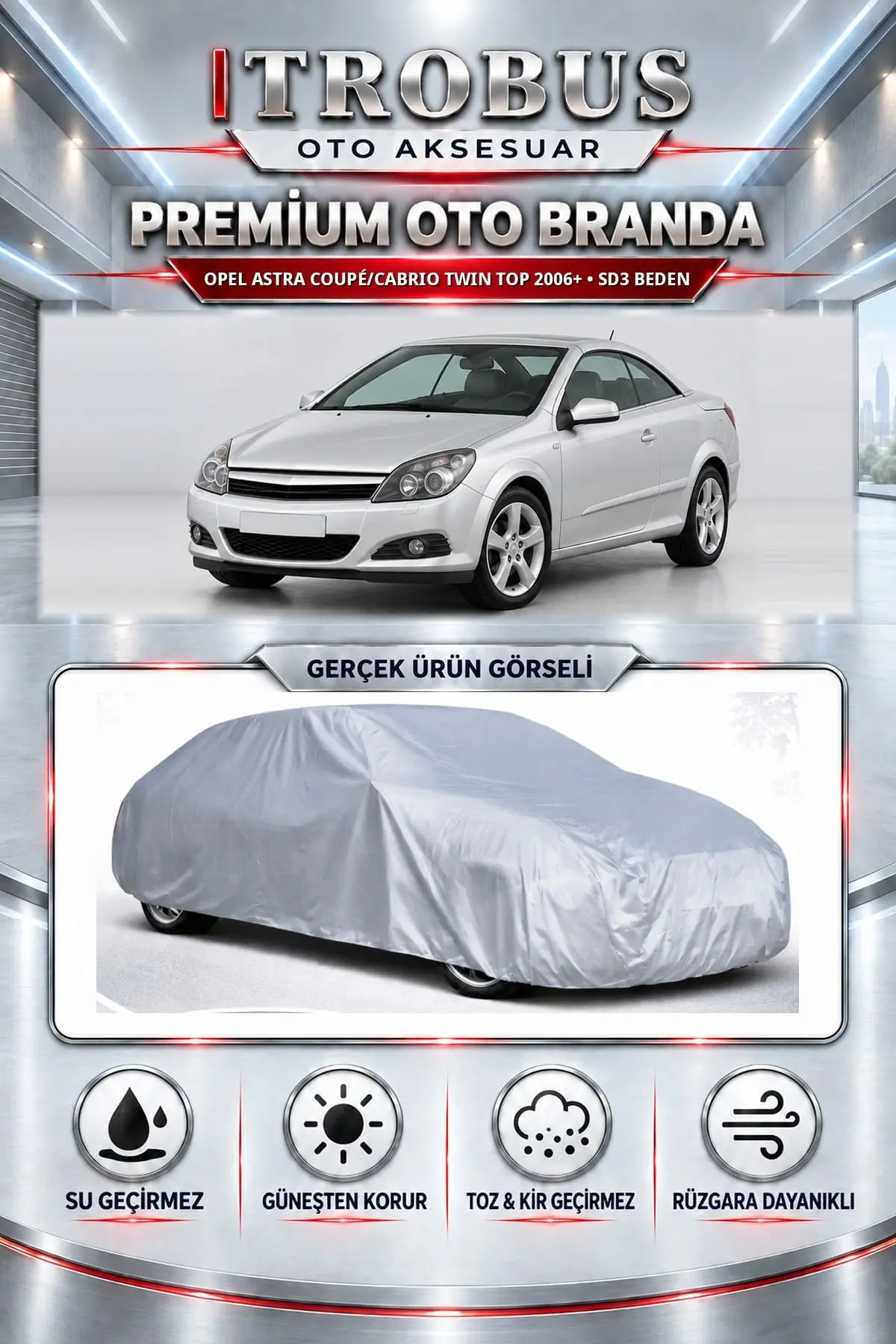 Opel Astra Coupé/cabrio Twin TOP 2006 ve Sonrası Uyumlu Premium Oto Branda – SD3 Beden