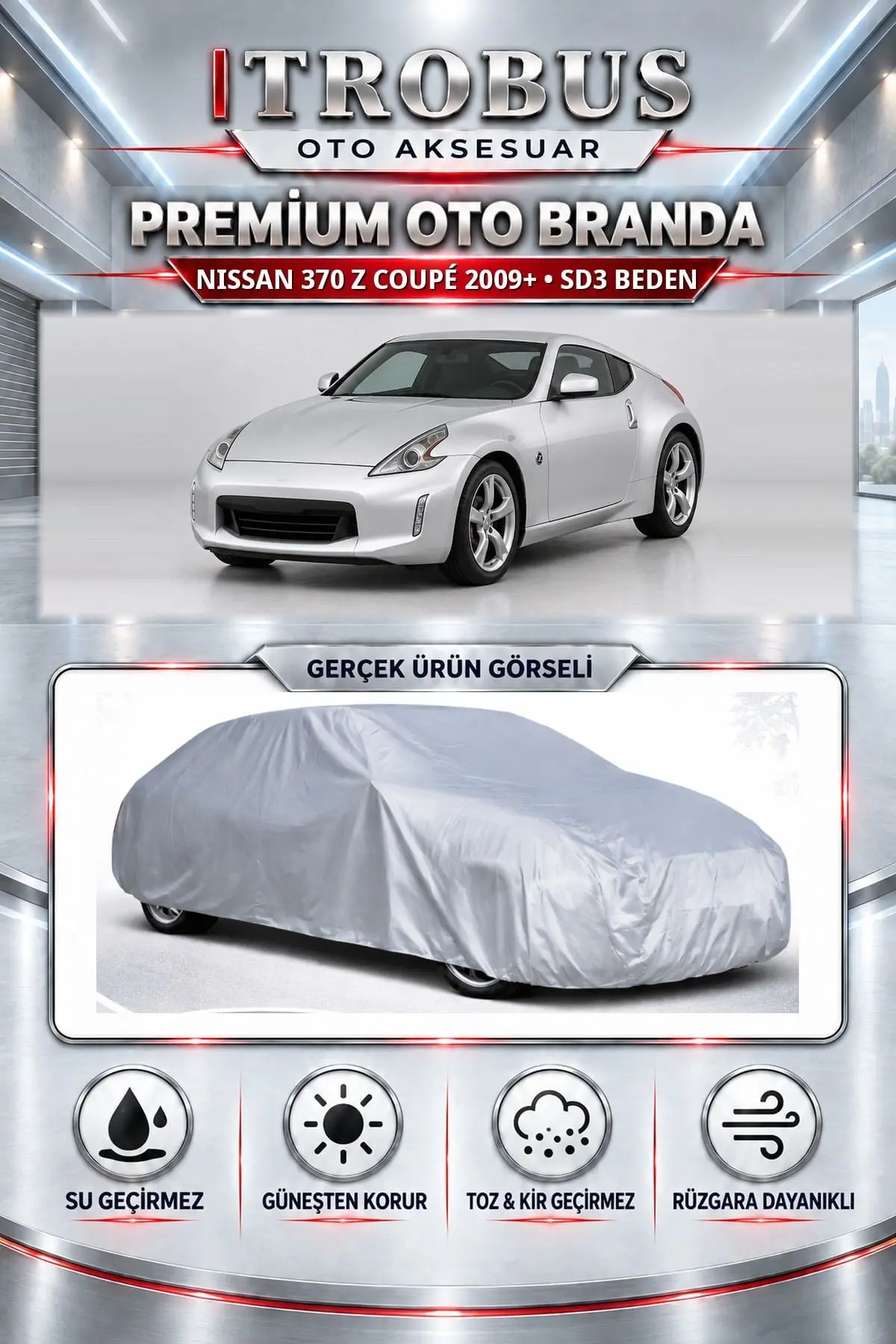 Nissan 370 Z Coupé 2009 ve Sonrası Uyumlu Premium Oto Branda – SD3 Beden