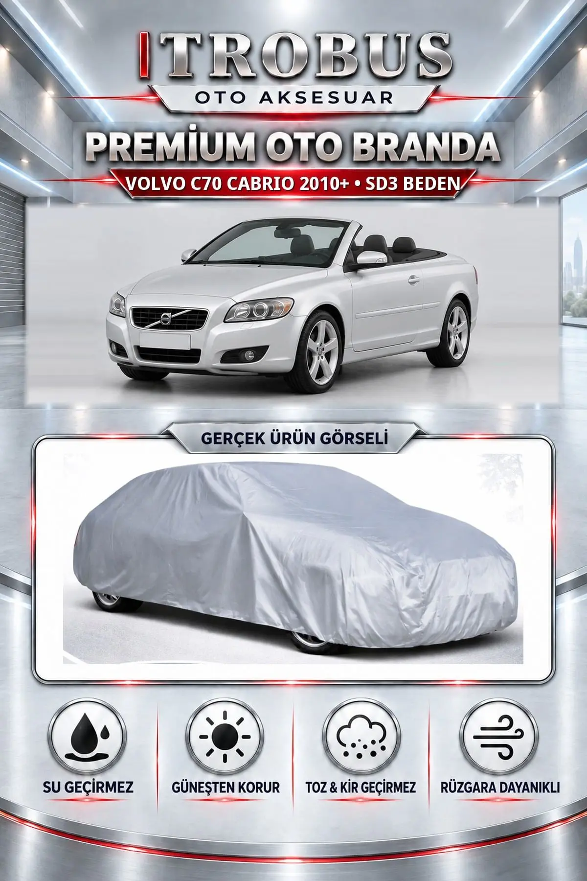 Volvo C70 Cabrio 2010 ve Sonrası Uyumlu Premium Oto Branda – SD3 Beden